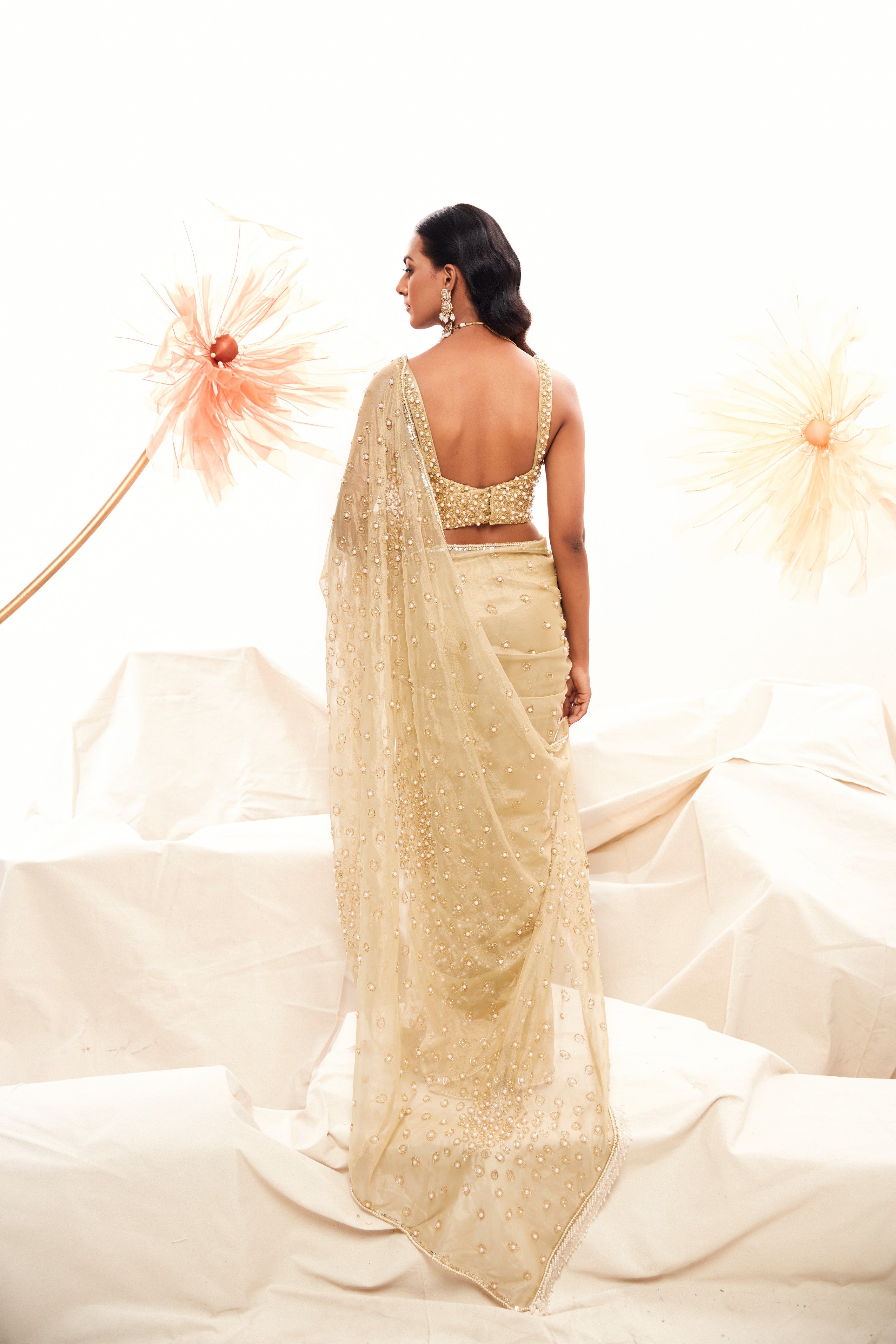 Golden Glamorous Saree