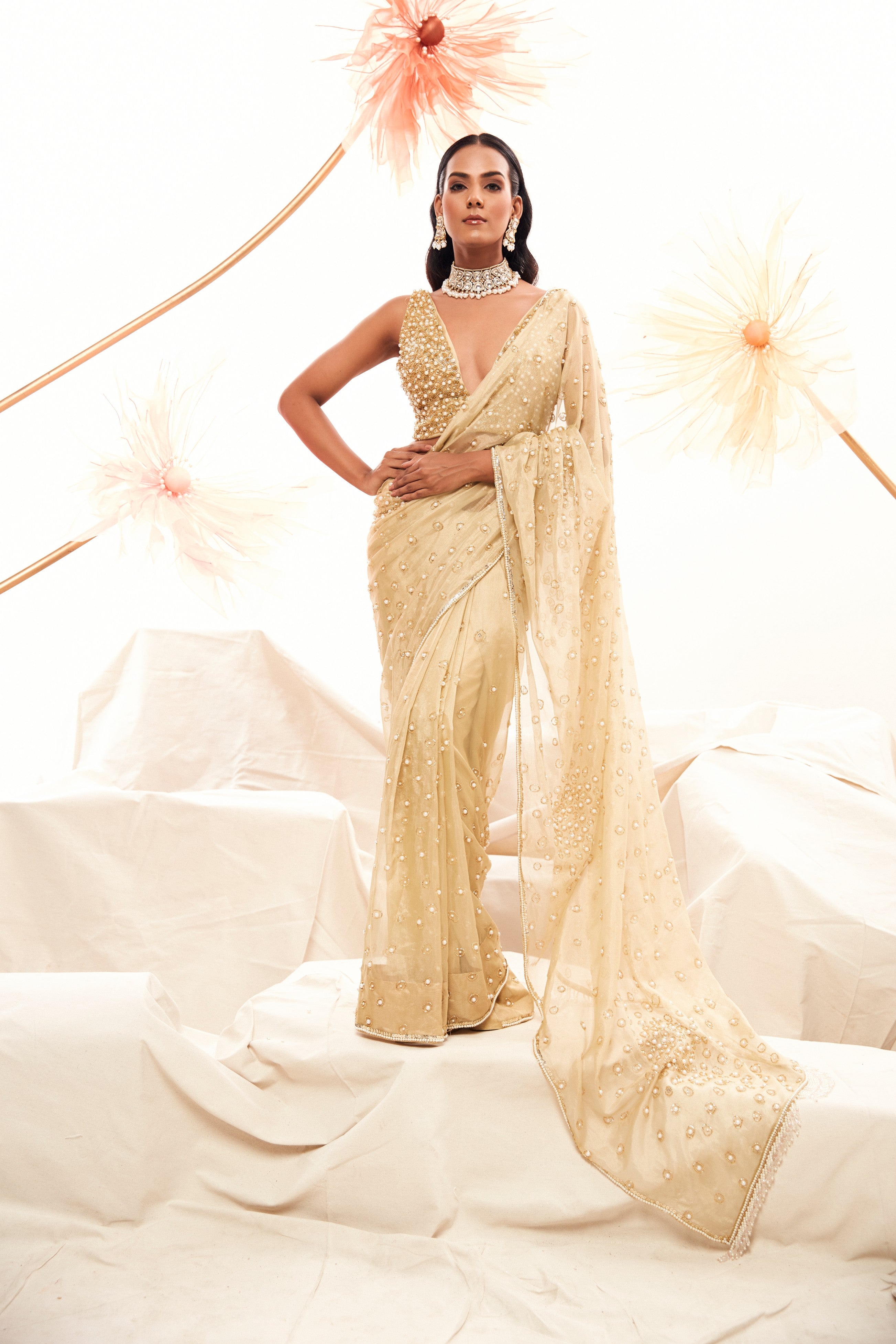 Golden Glamorous Saree