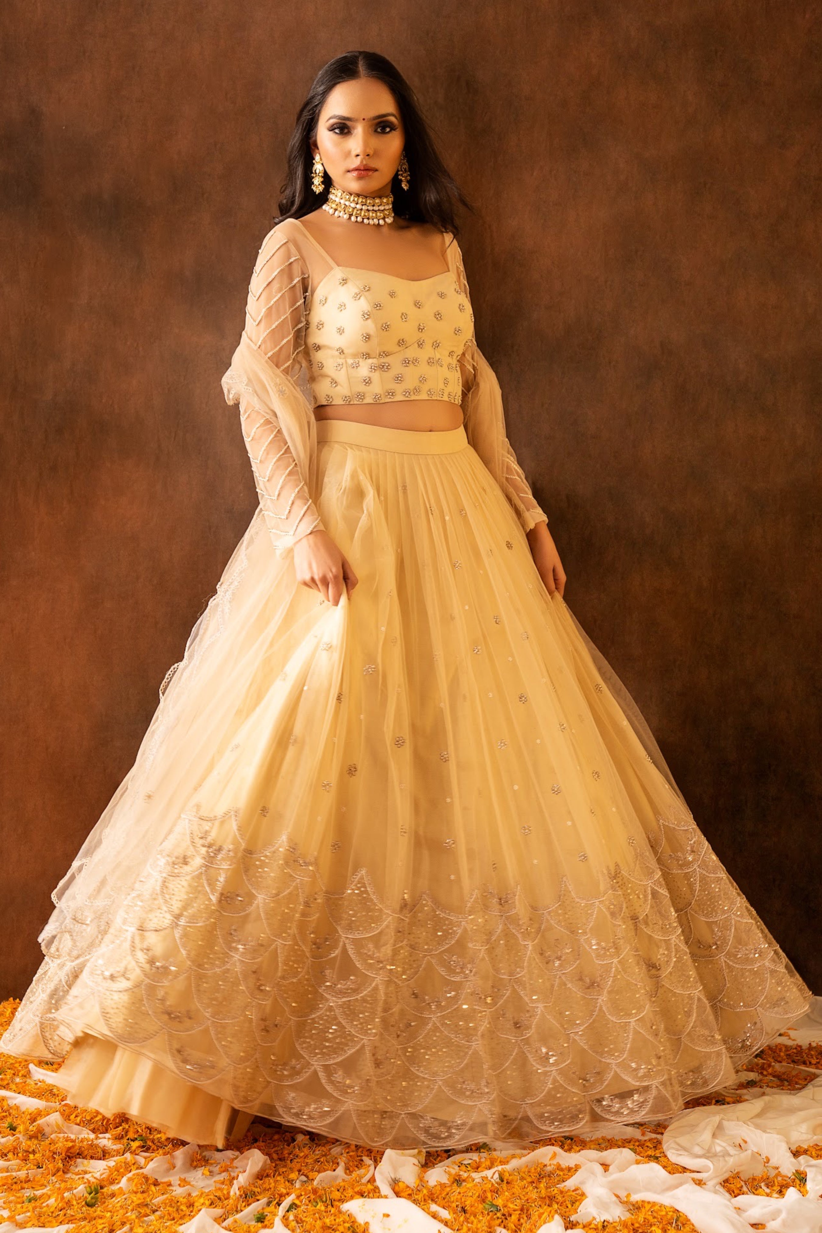 Beige lehenga set