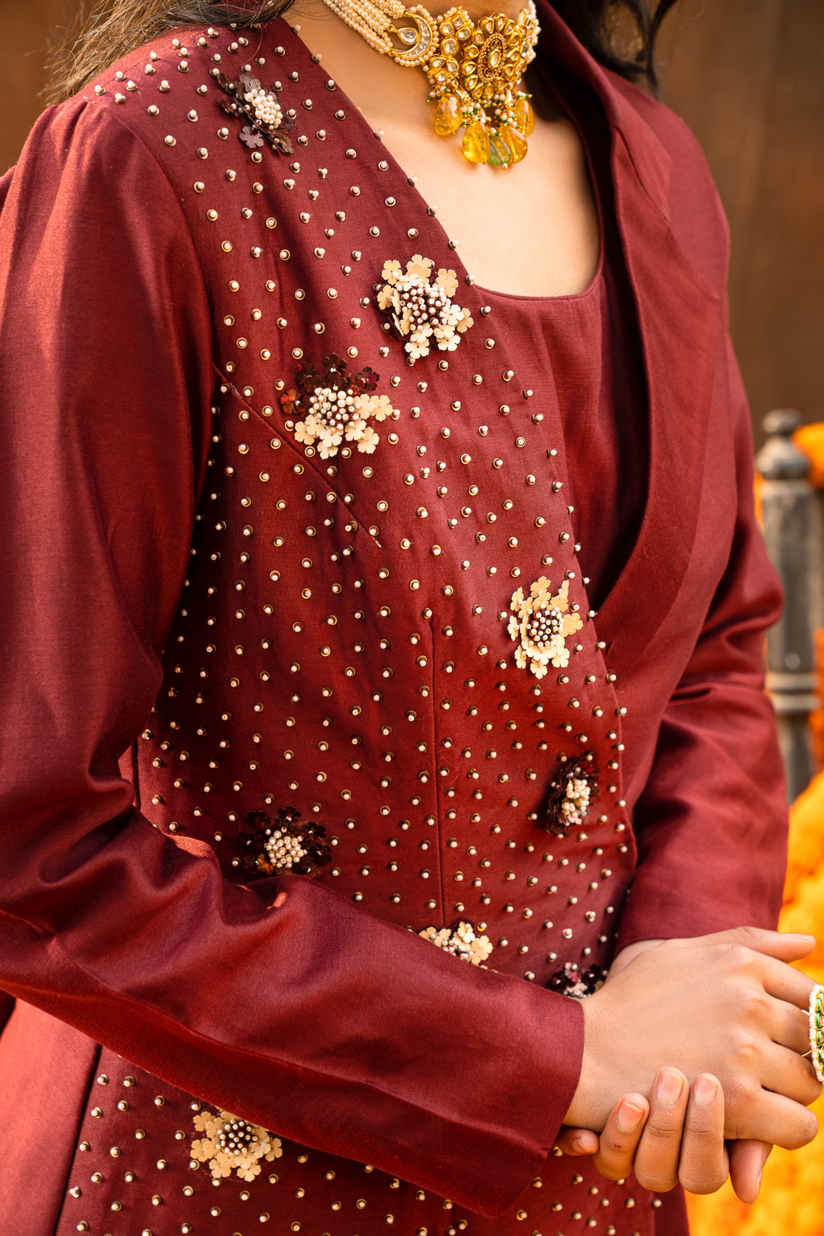 Maroon Anarkali Kurta Set