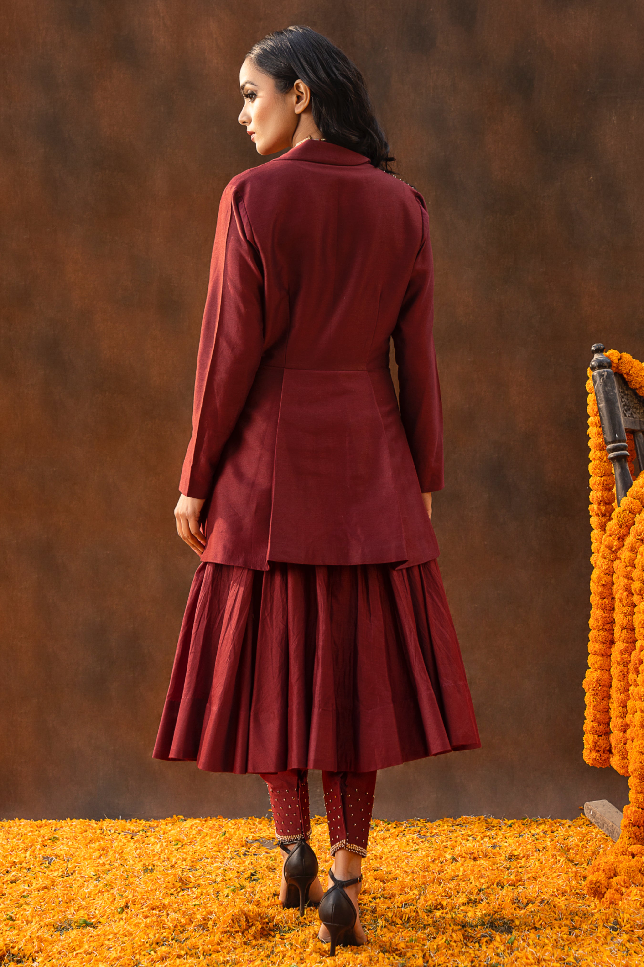 Maroon Anarkali Kurta Set