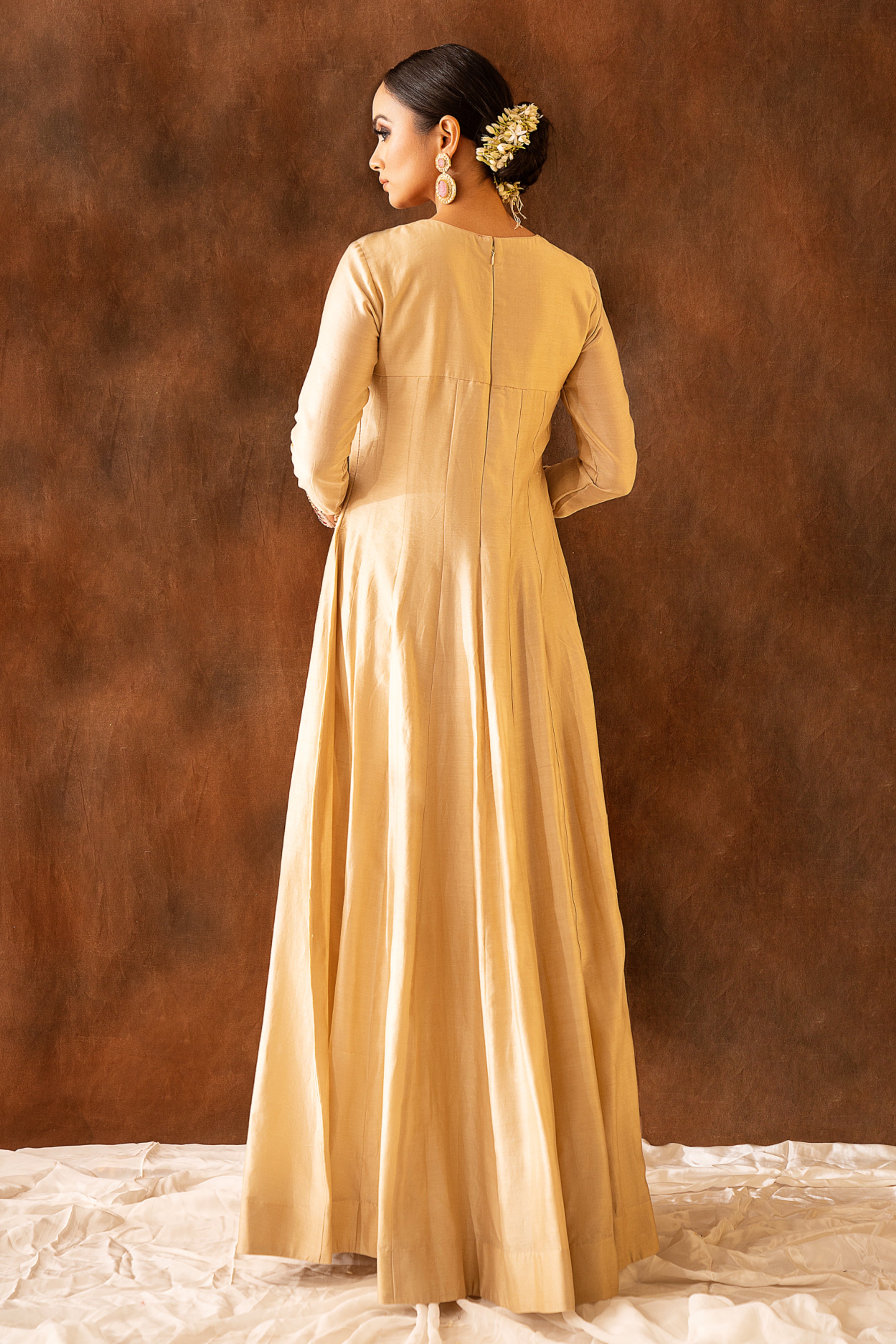 Nude colored full-length anarkali