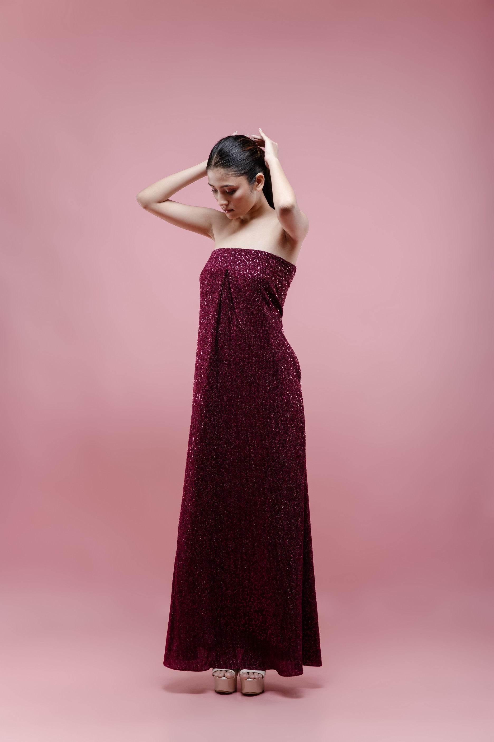 The Majestic Merlot Evening Gown