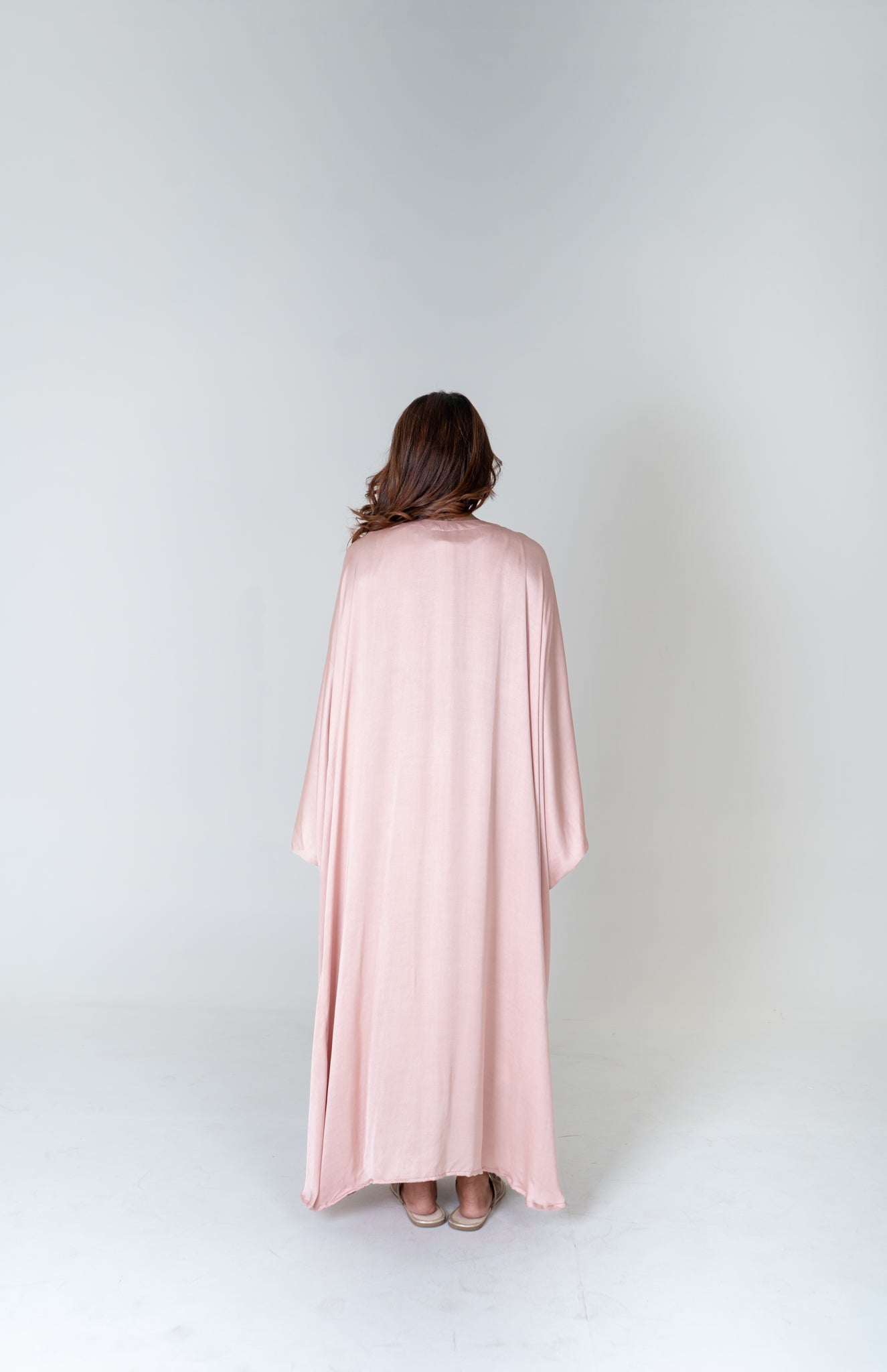 Pink-Green Braided Long Kaftan