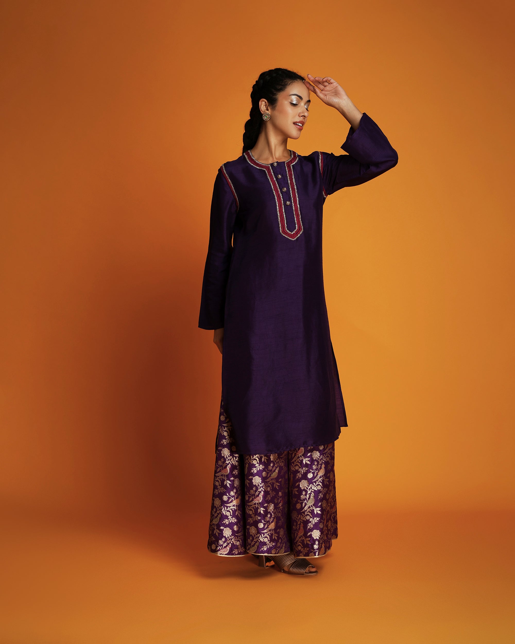 Purple embroidered tunic