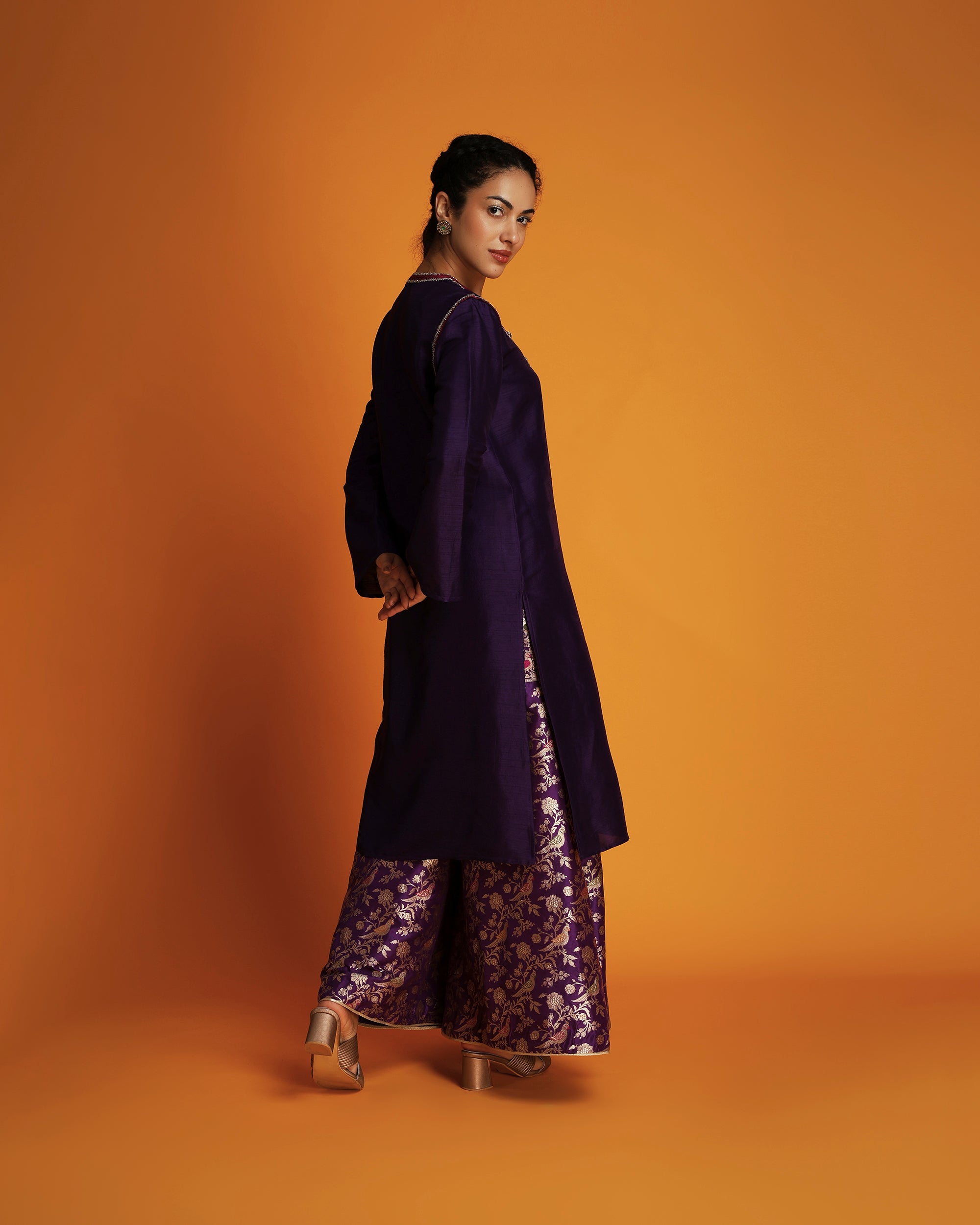 Purple embroidered tunic