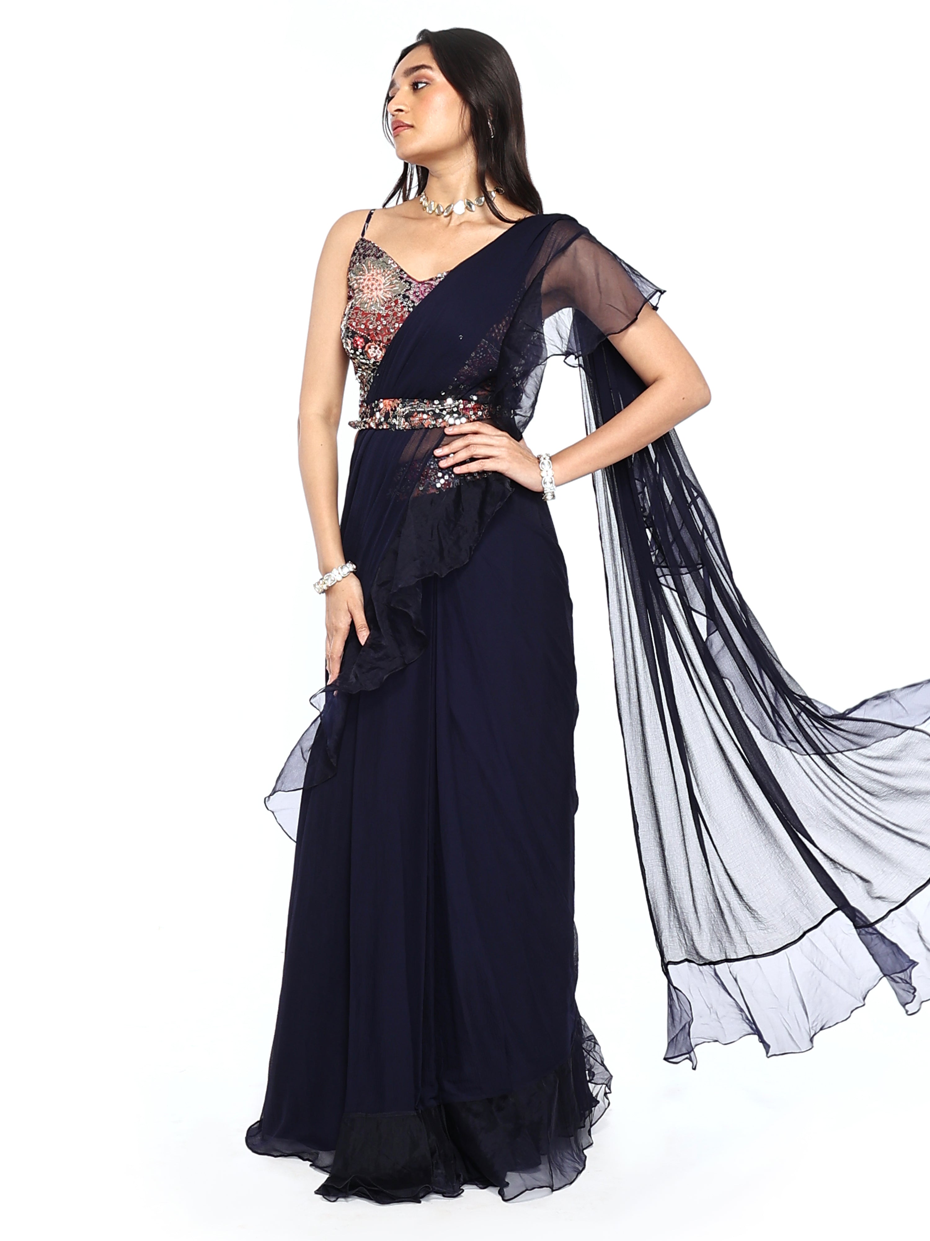 Predraped Saree with Blouse