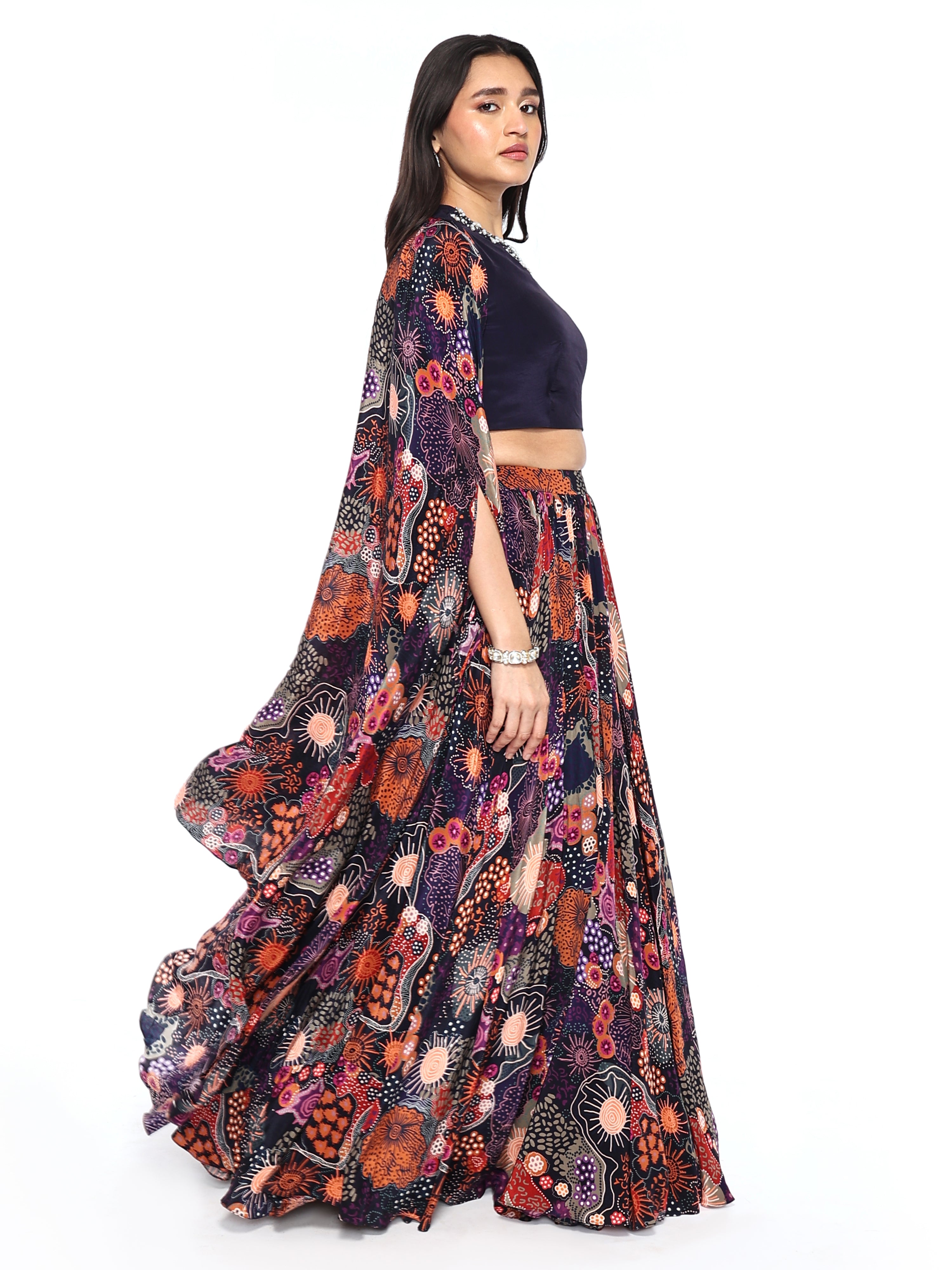 Lehenga, blouse, cape