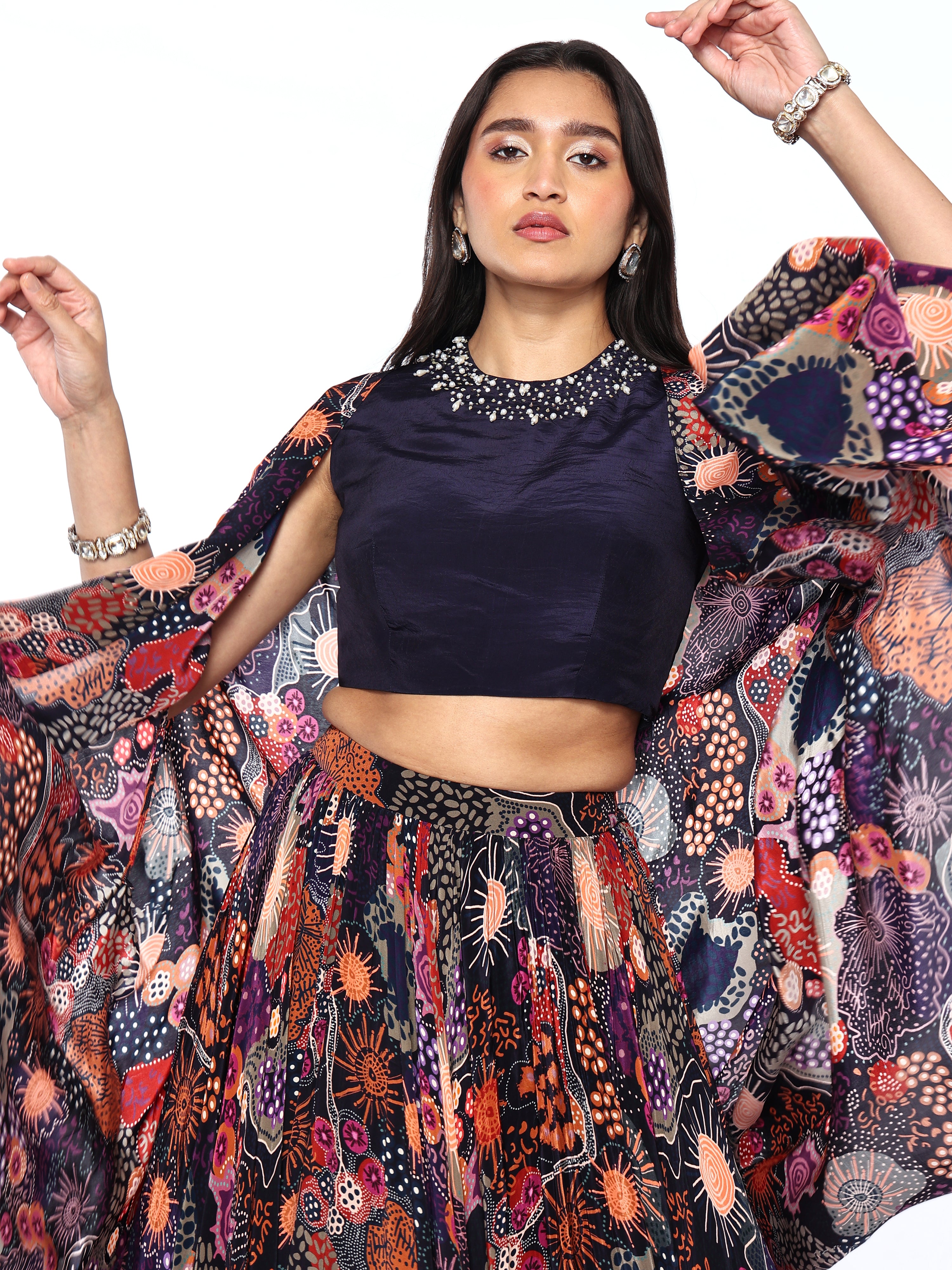 Lehenga, blouse, cape