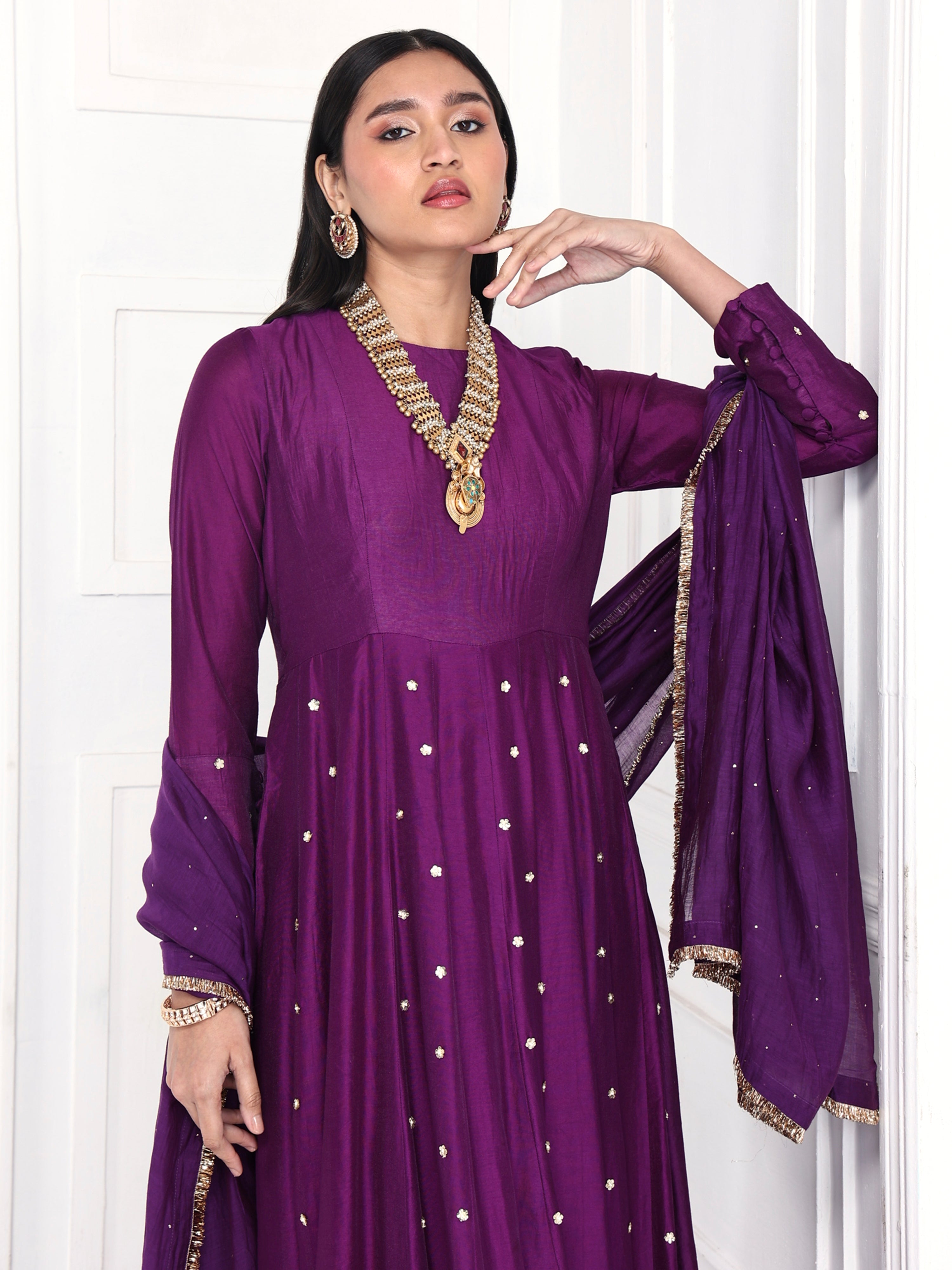 Anarkali paired with dupatta