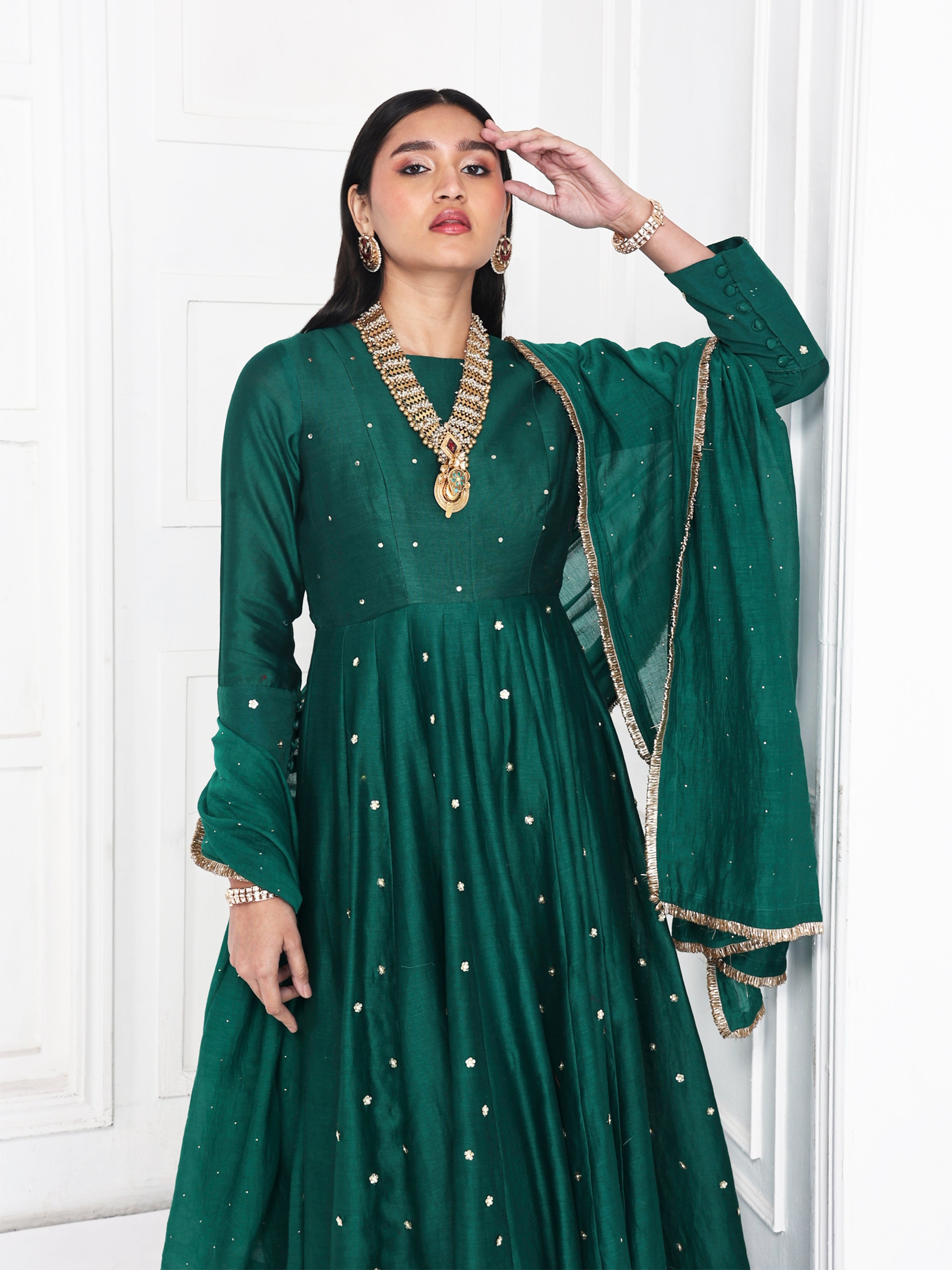 Anarkali paired with dupatta