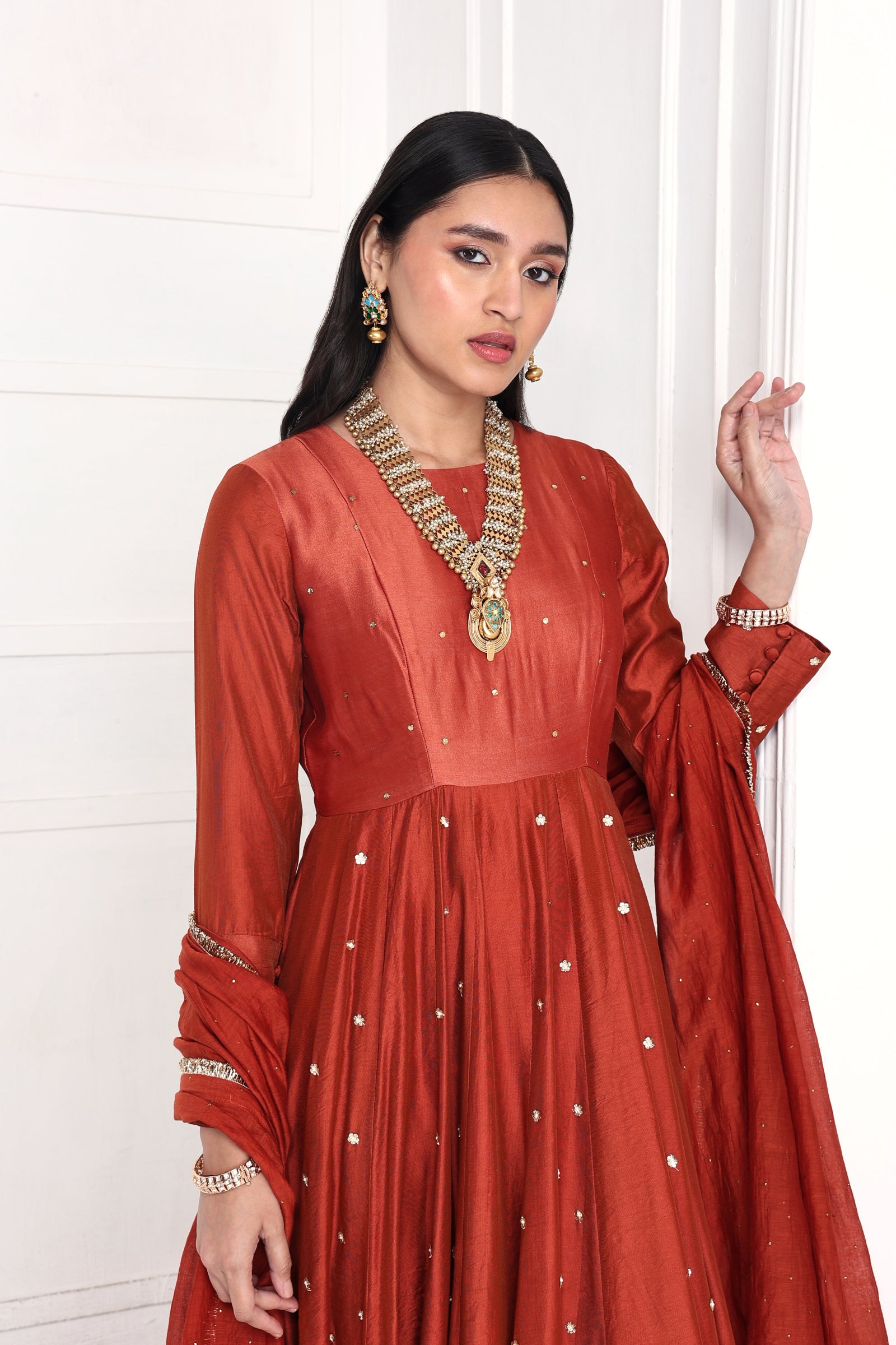 Anarkali paired with dupatta