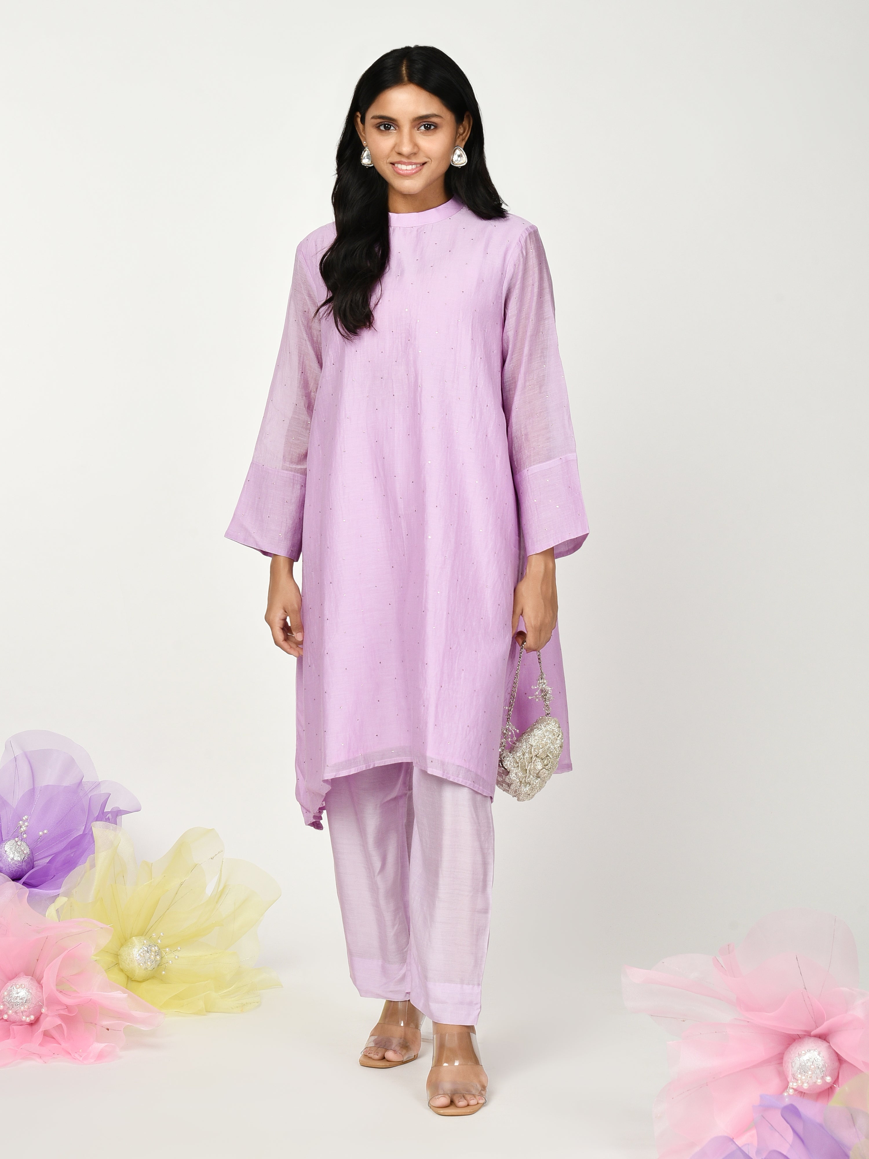 Purple A Line Kurta Set