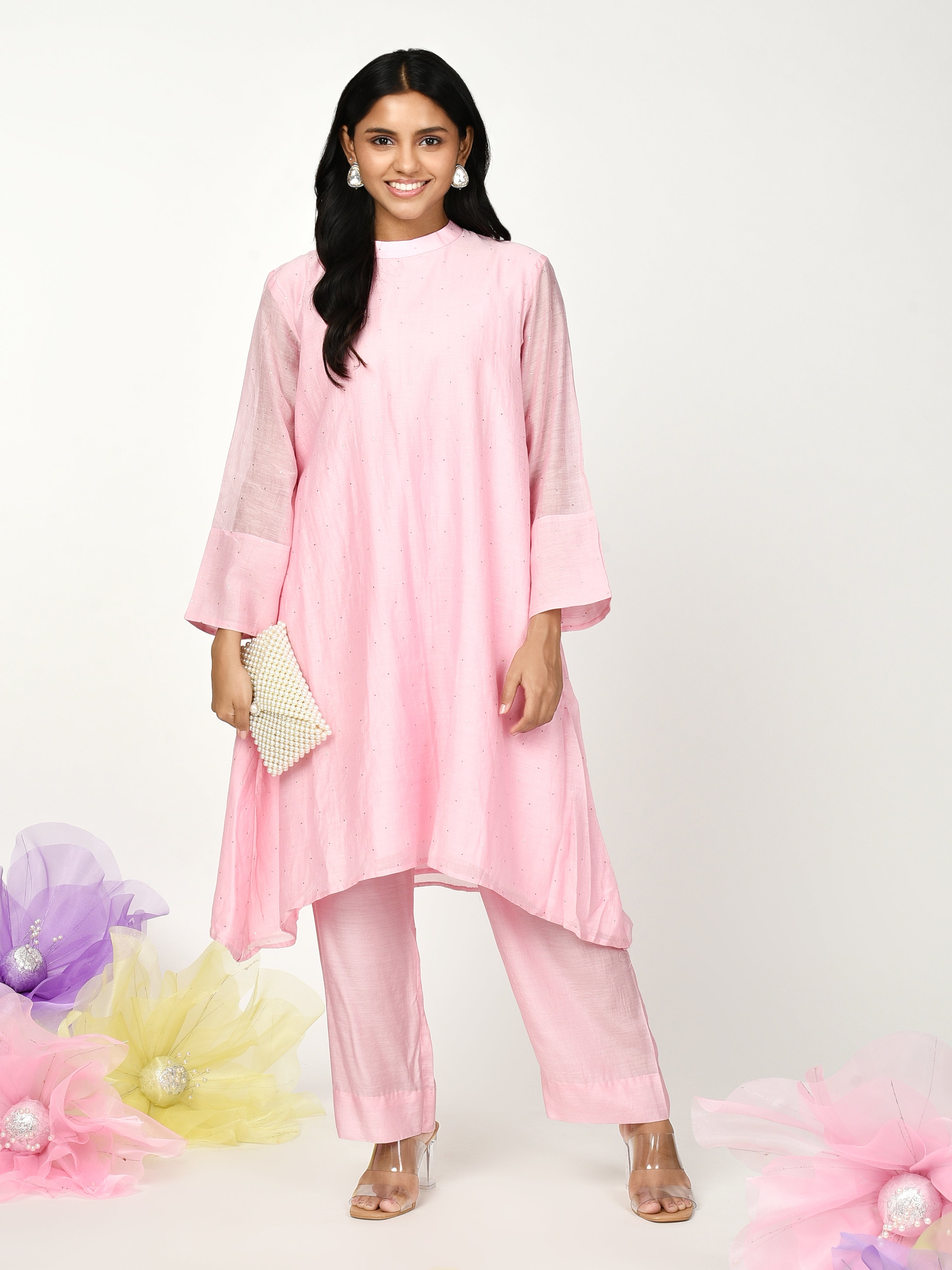 Pink A Line Kurta Set