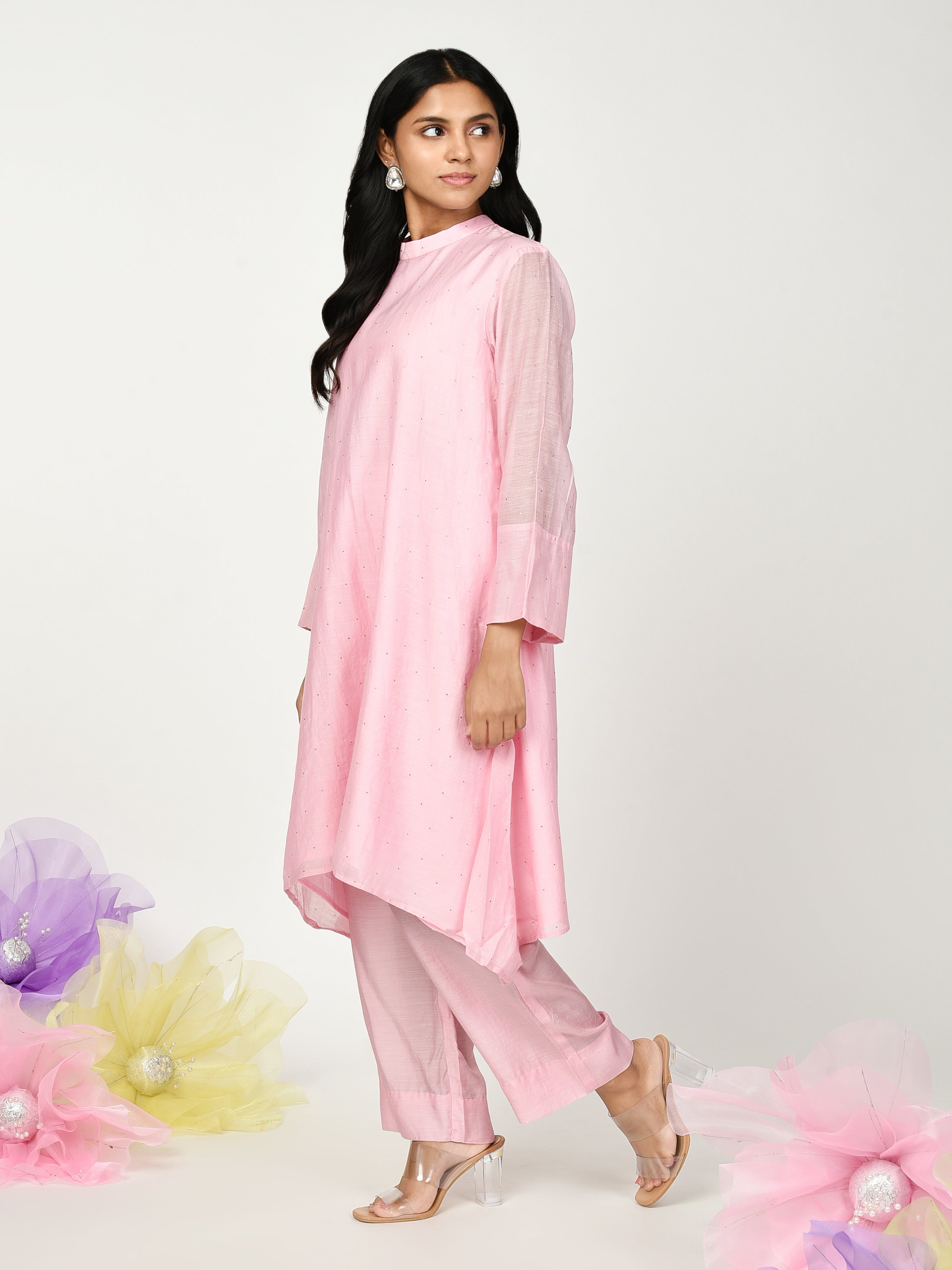 Pink A Line Kurta Set