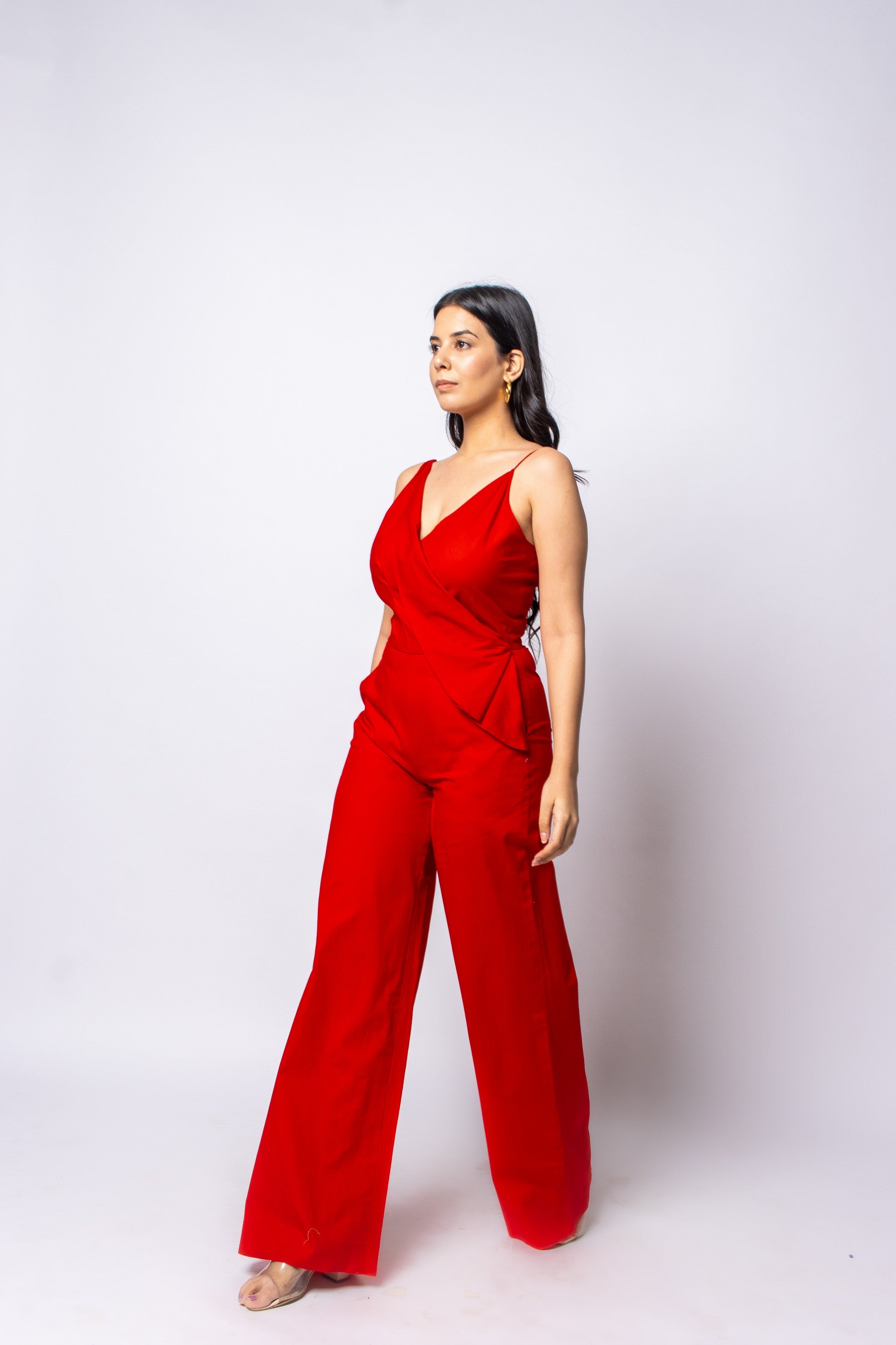 Front flap sleeve less jumpsuit