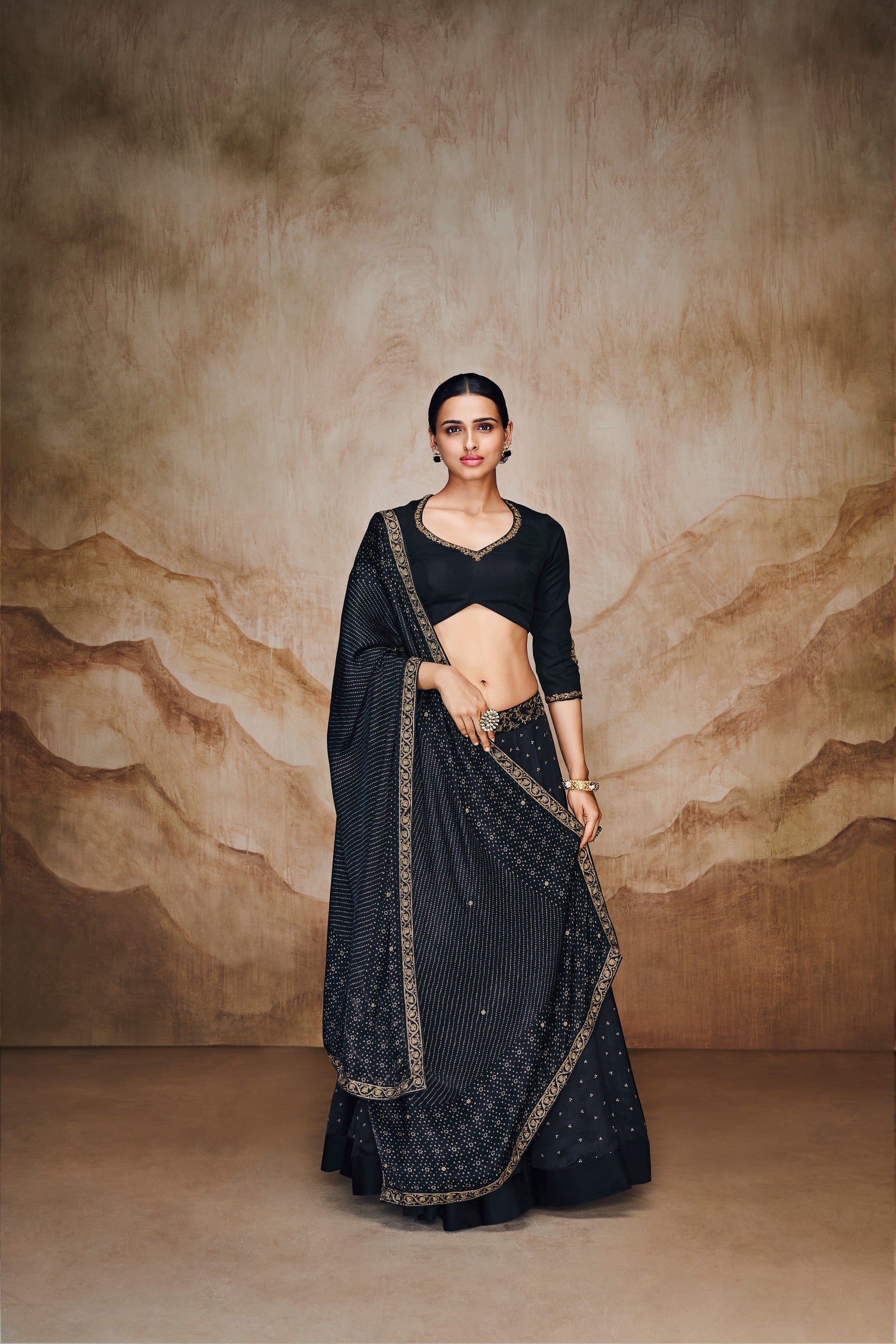 Black lehenga set with handwork