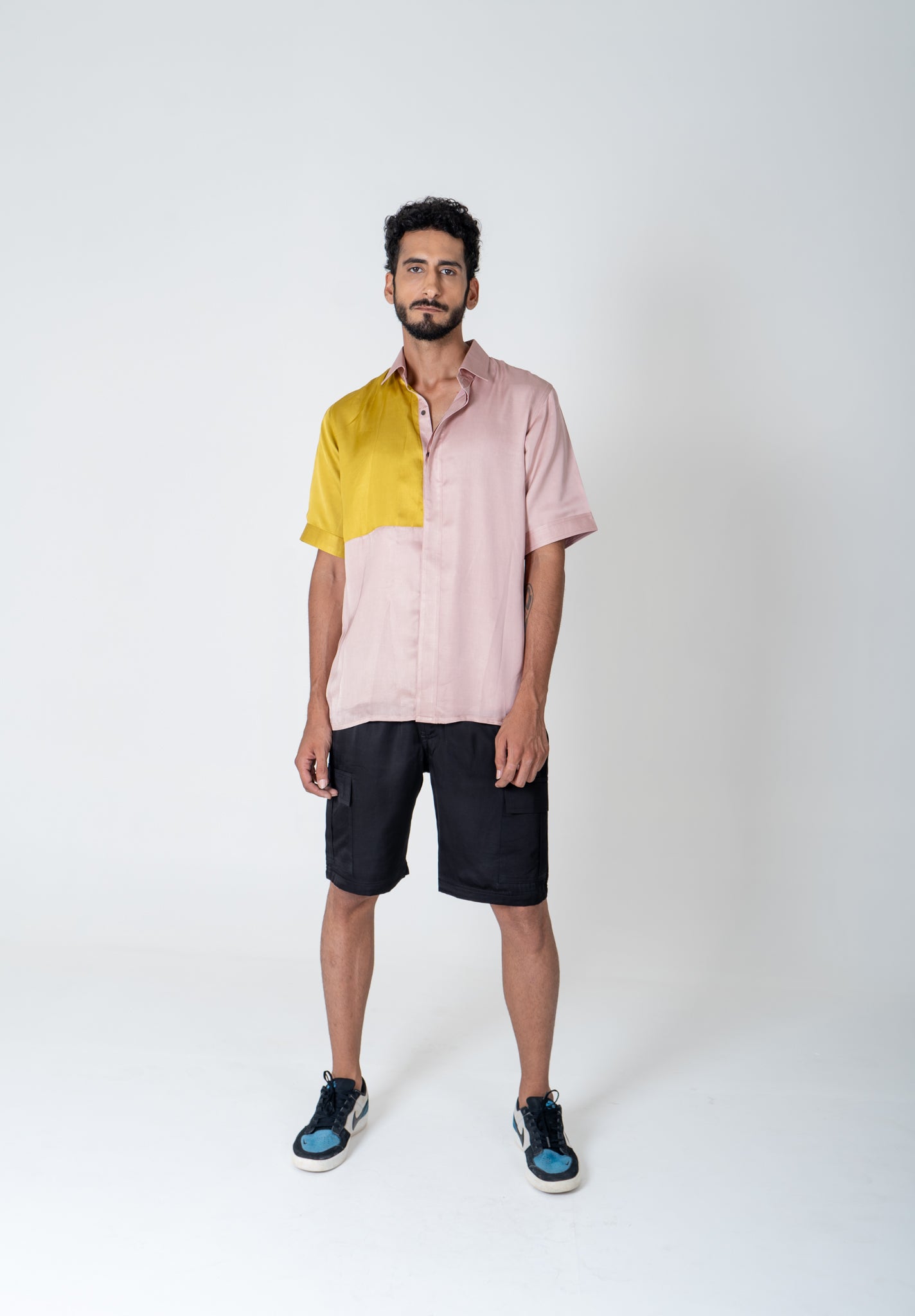 Pink-Yellow Color-Blocked Shirt