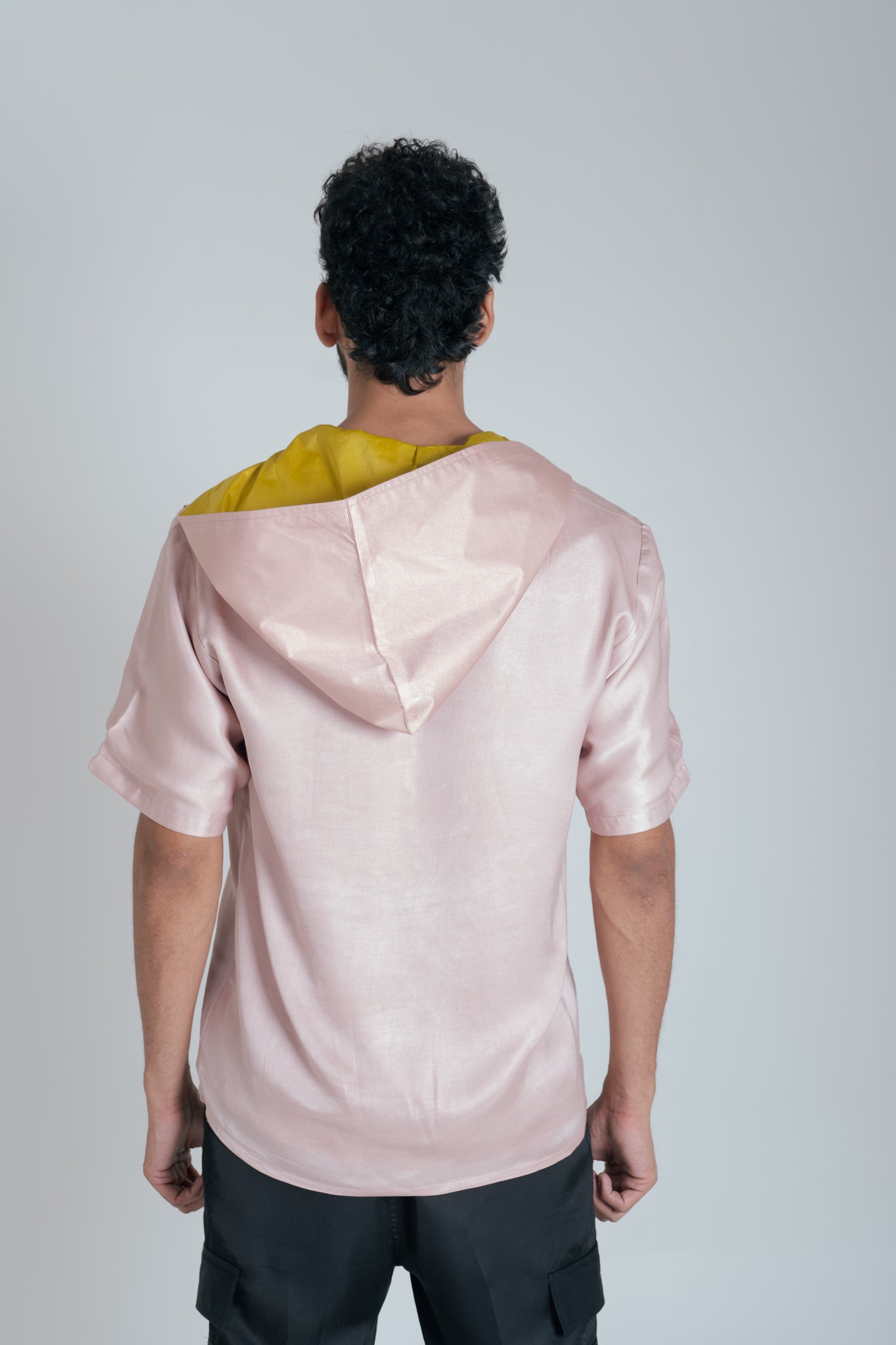 Pink-Yellow Color-Block Hoodie