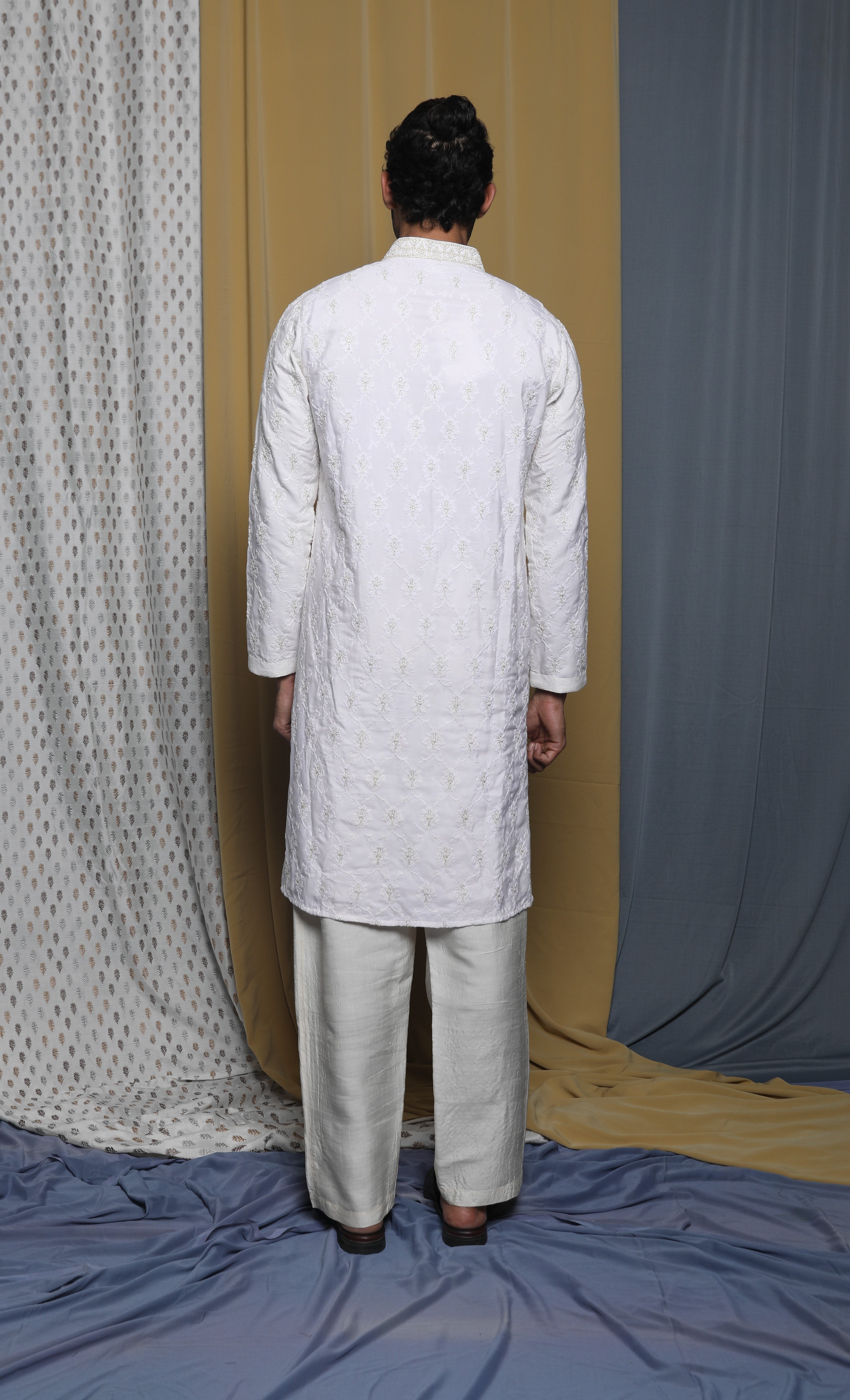 White all over emb kurta