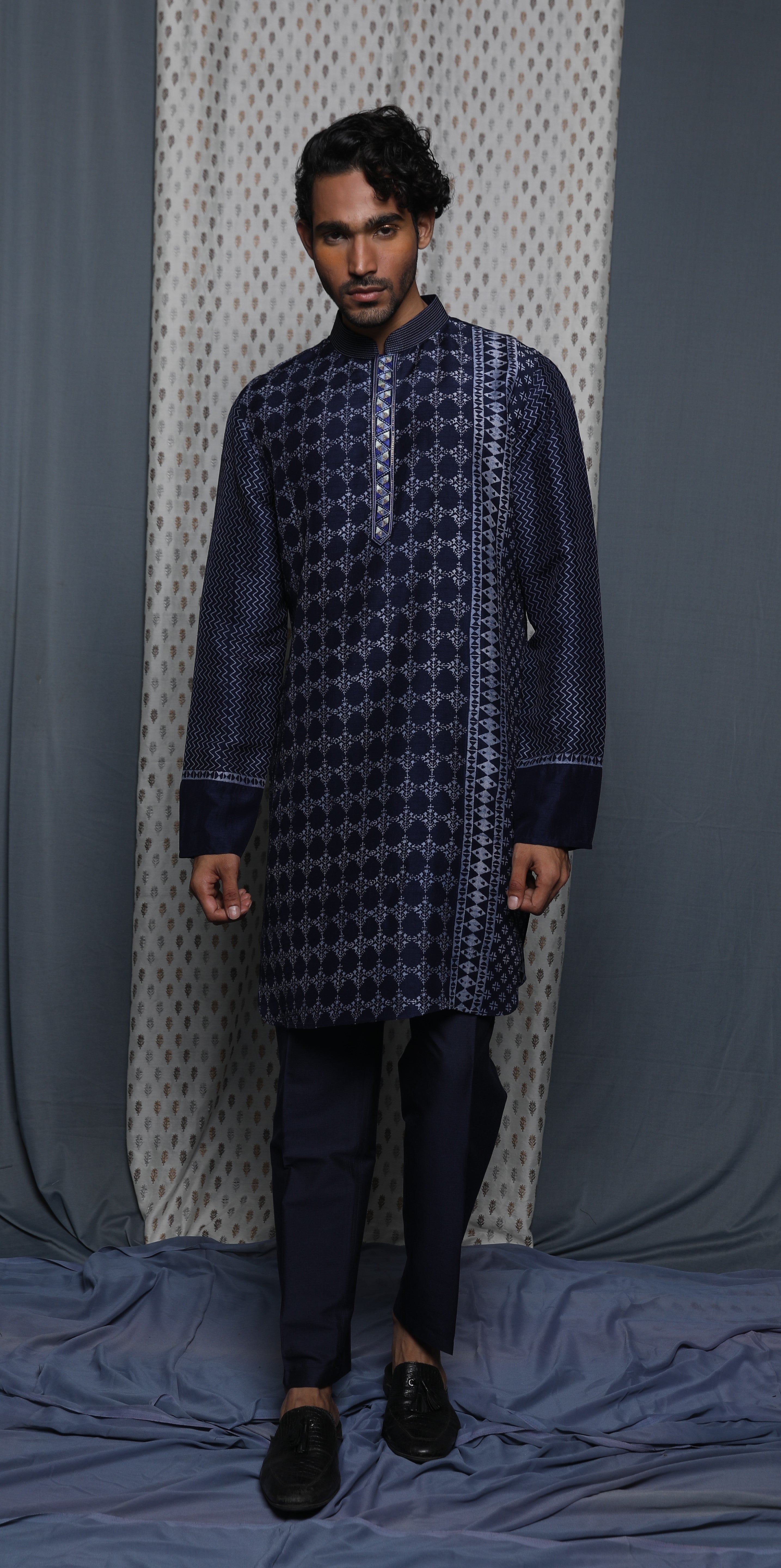 Indgo printed kurta