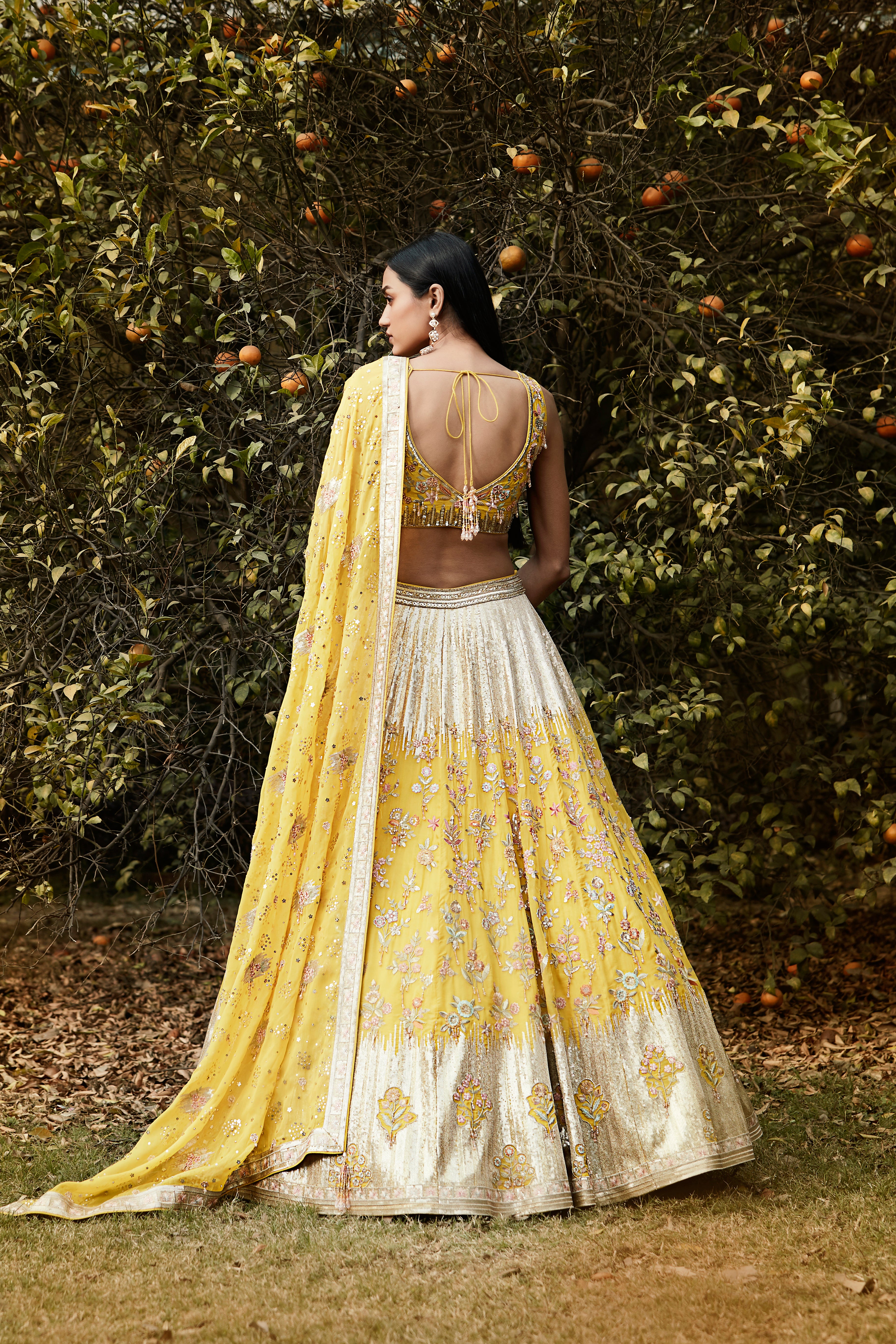 Yellow Hand Embroidered Lehenga Set