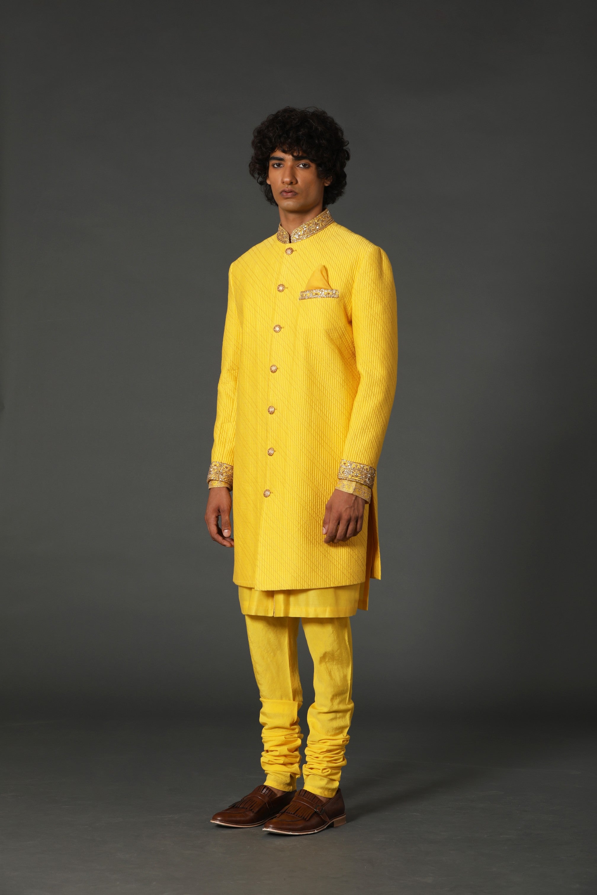 Yellow Sherwani Set