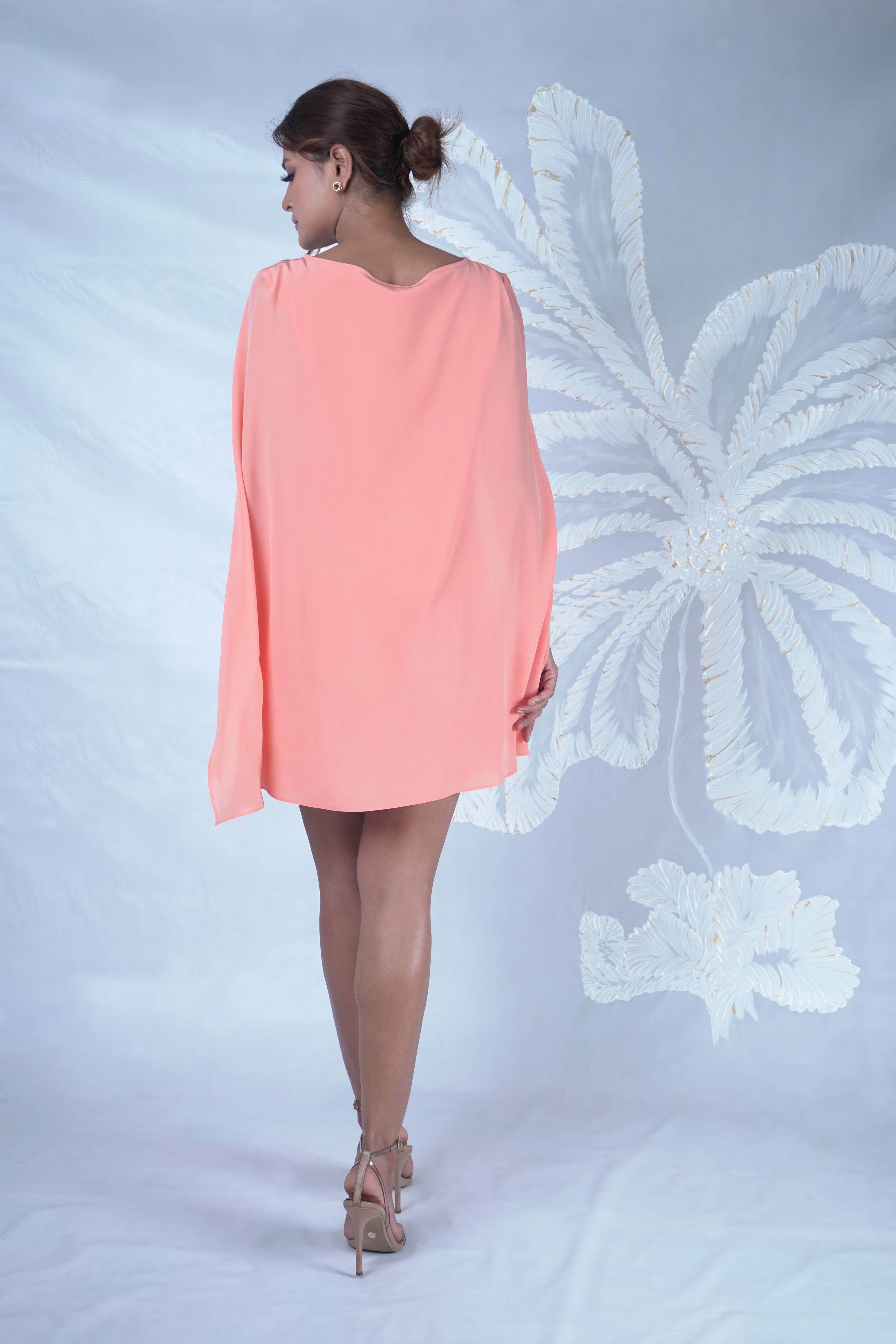 ELAN PAPAYA CAPE DRESS