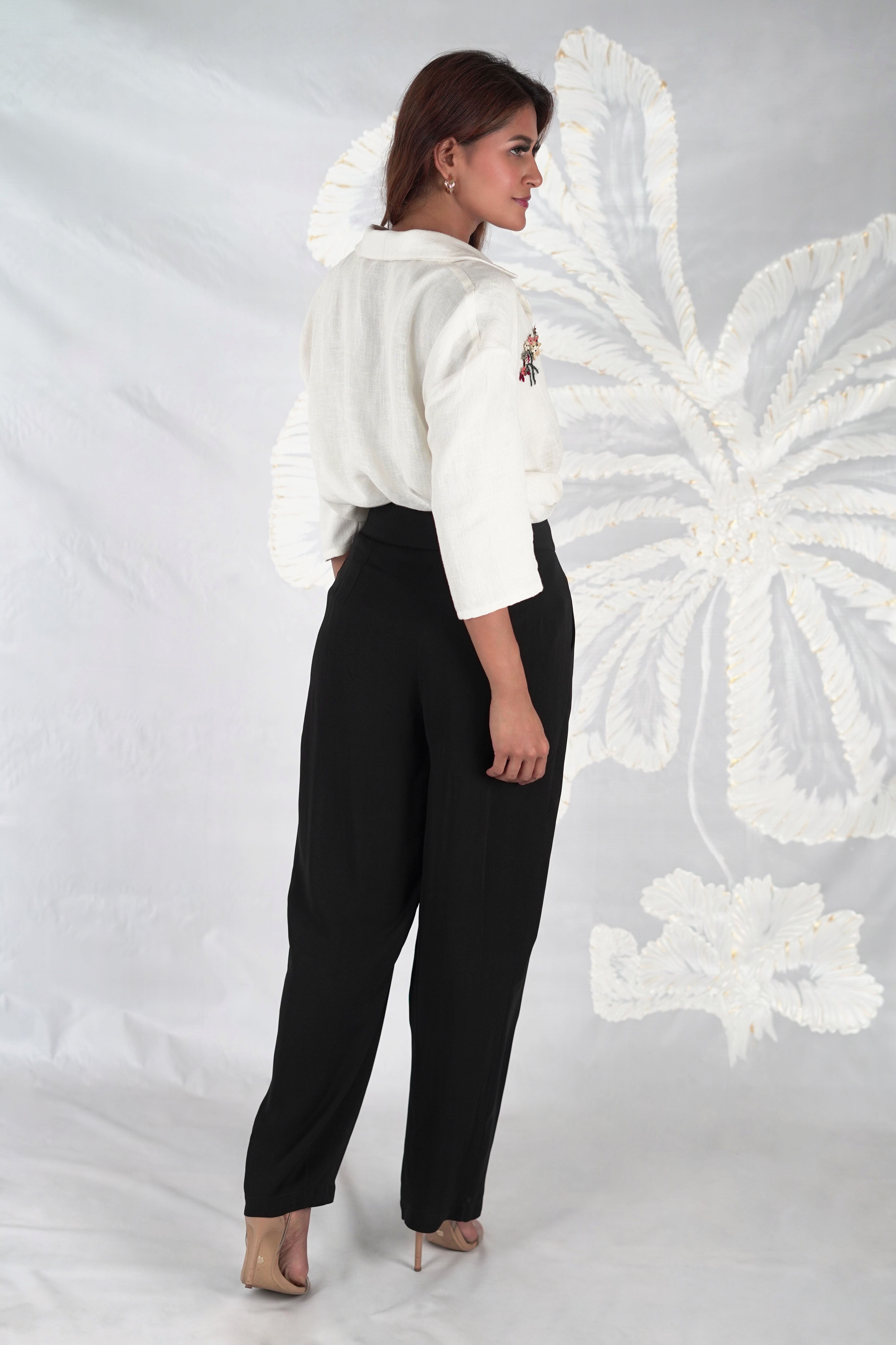 EVARA WHITE EMBROIDERED SHIRT