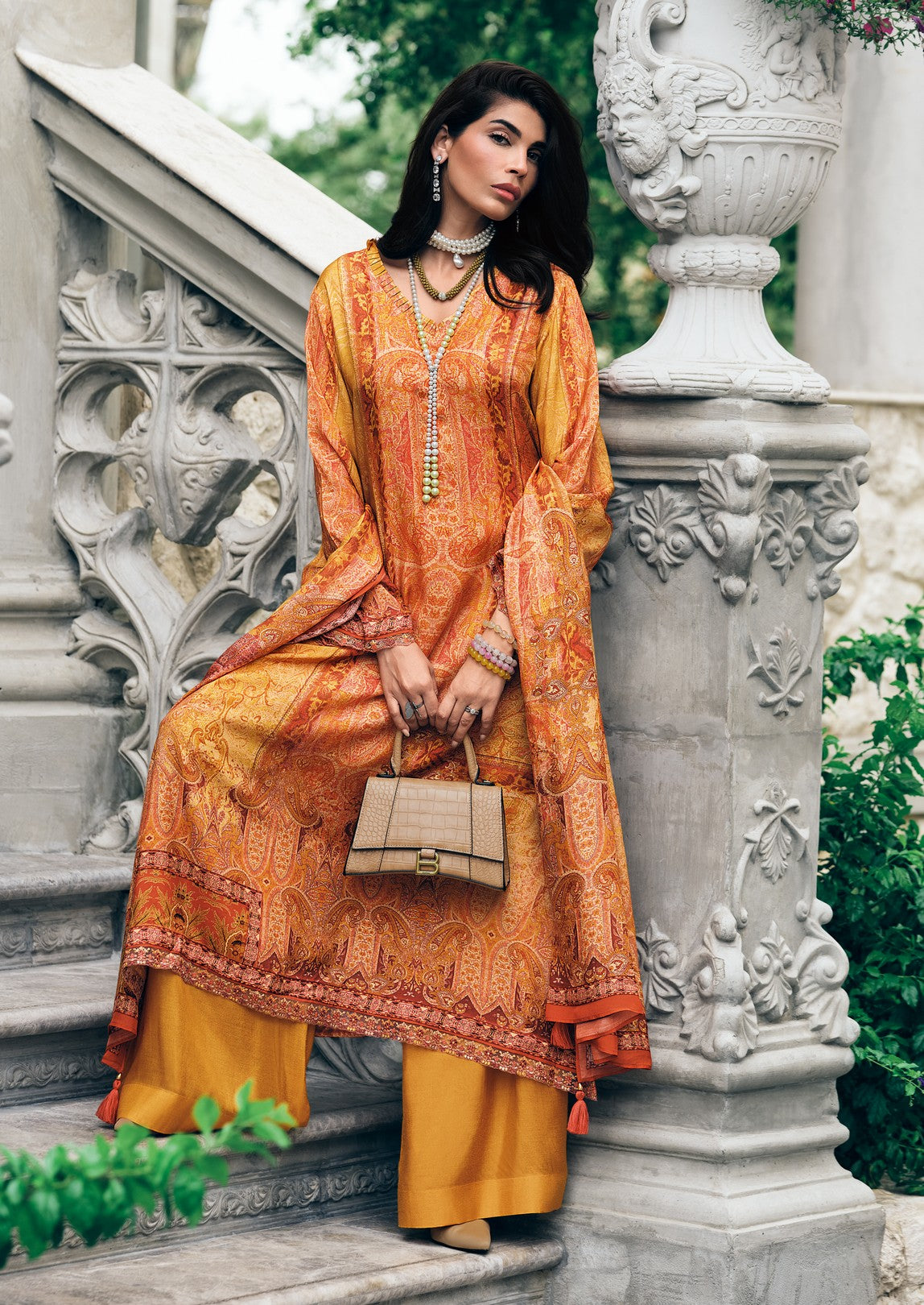 Muslin printed flowy kurta set