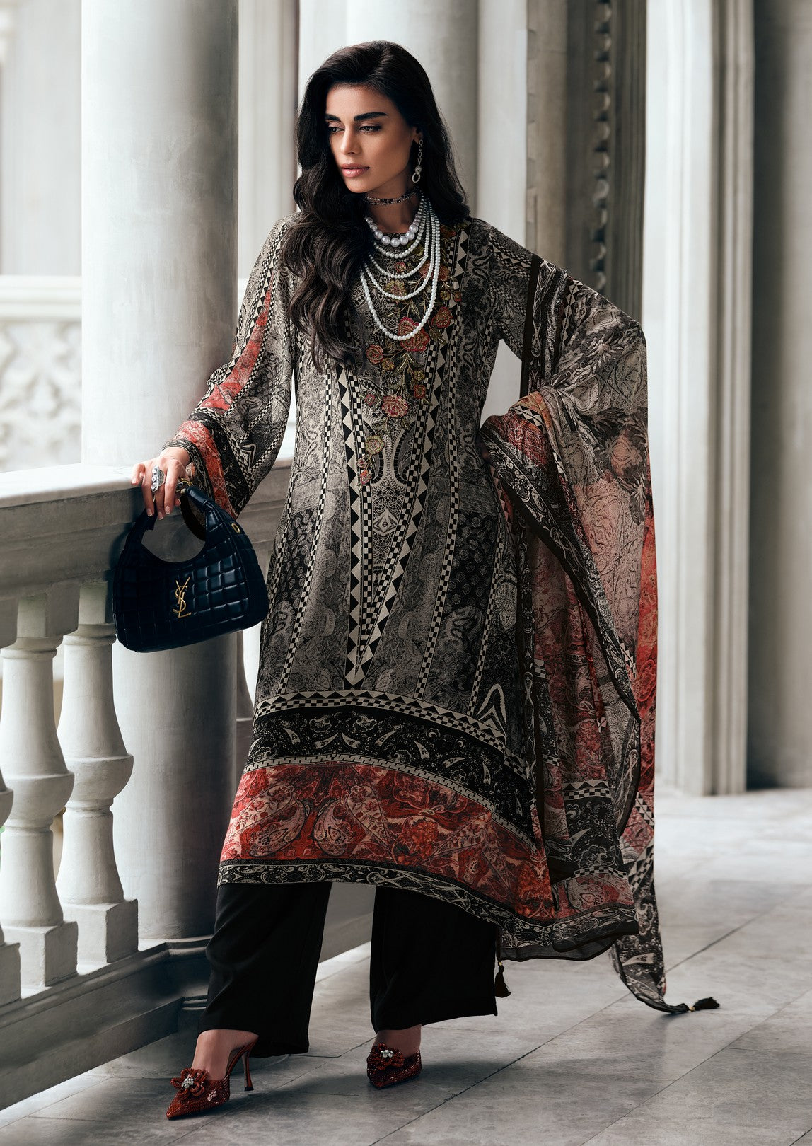 Muslin printed flowy kurta set