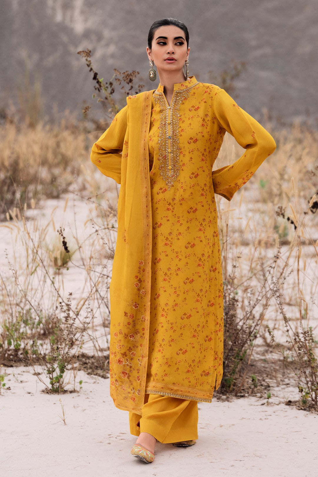 Organza printed kurta set