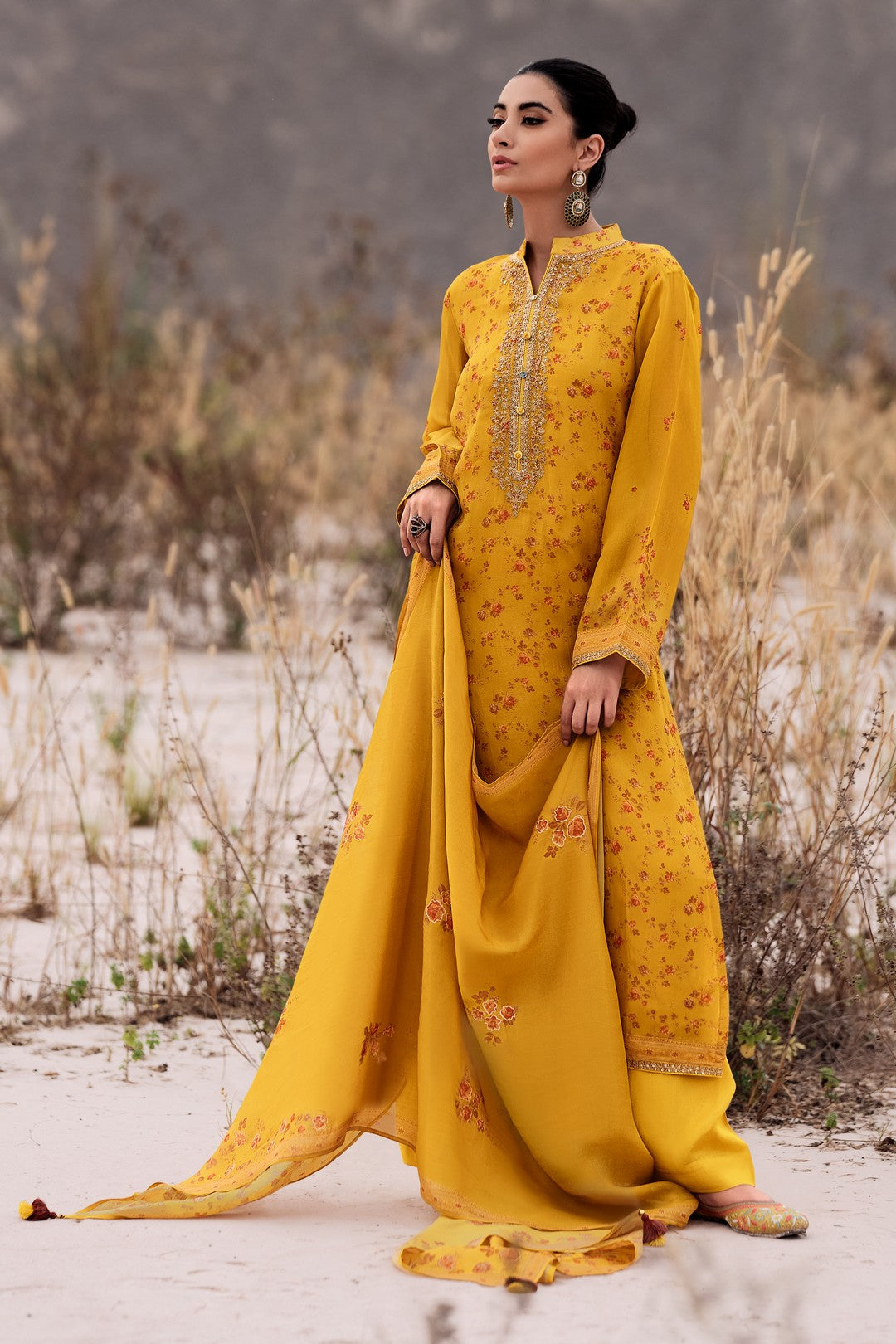 Organza printed kurta set