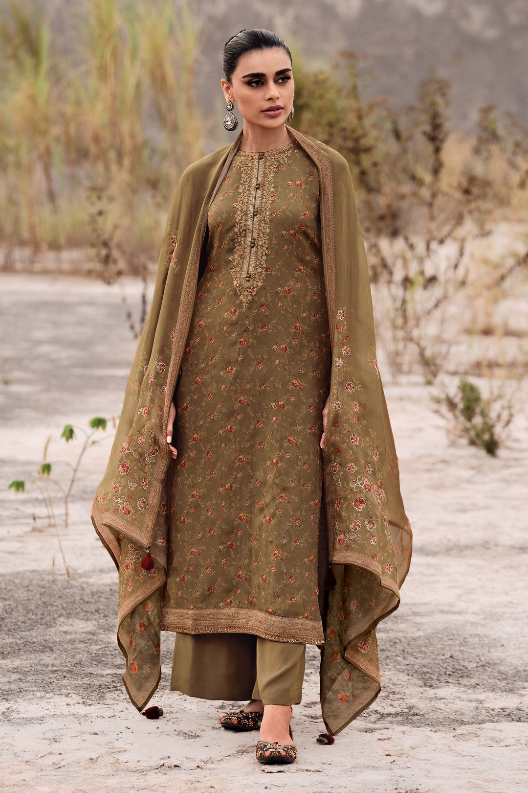 Organza printed kurta set