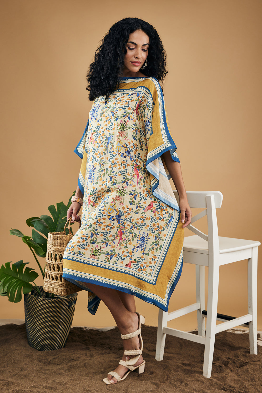 Bird And Tile Printed Kaftan Dress