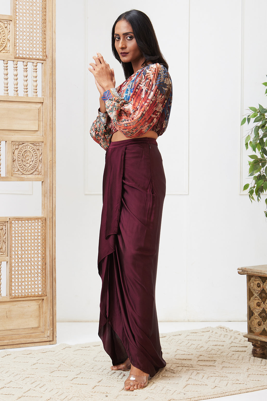 Adah Printed Drape Skirt Set