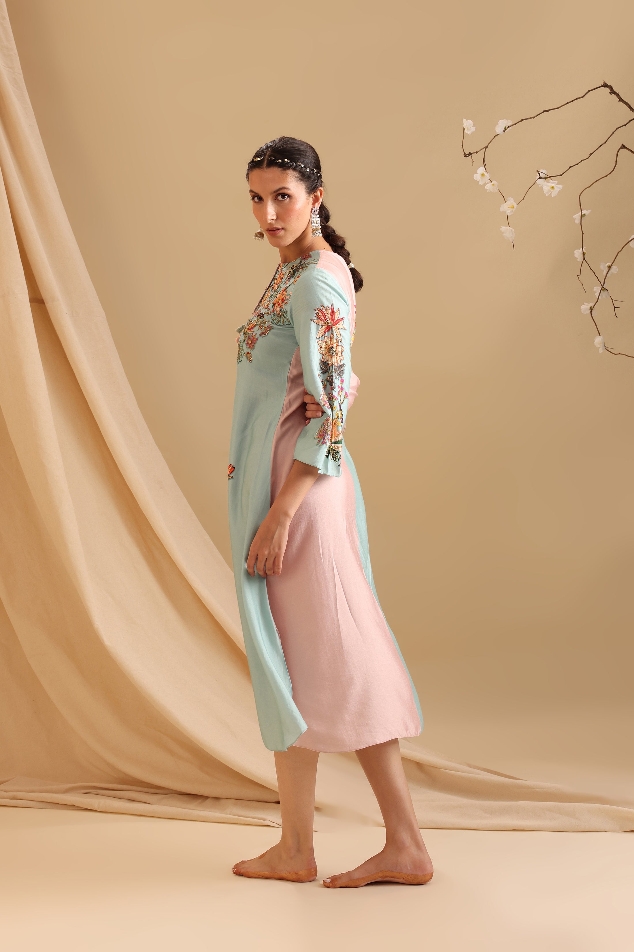 Aarani embellished colourblock dress