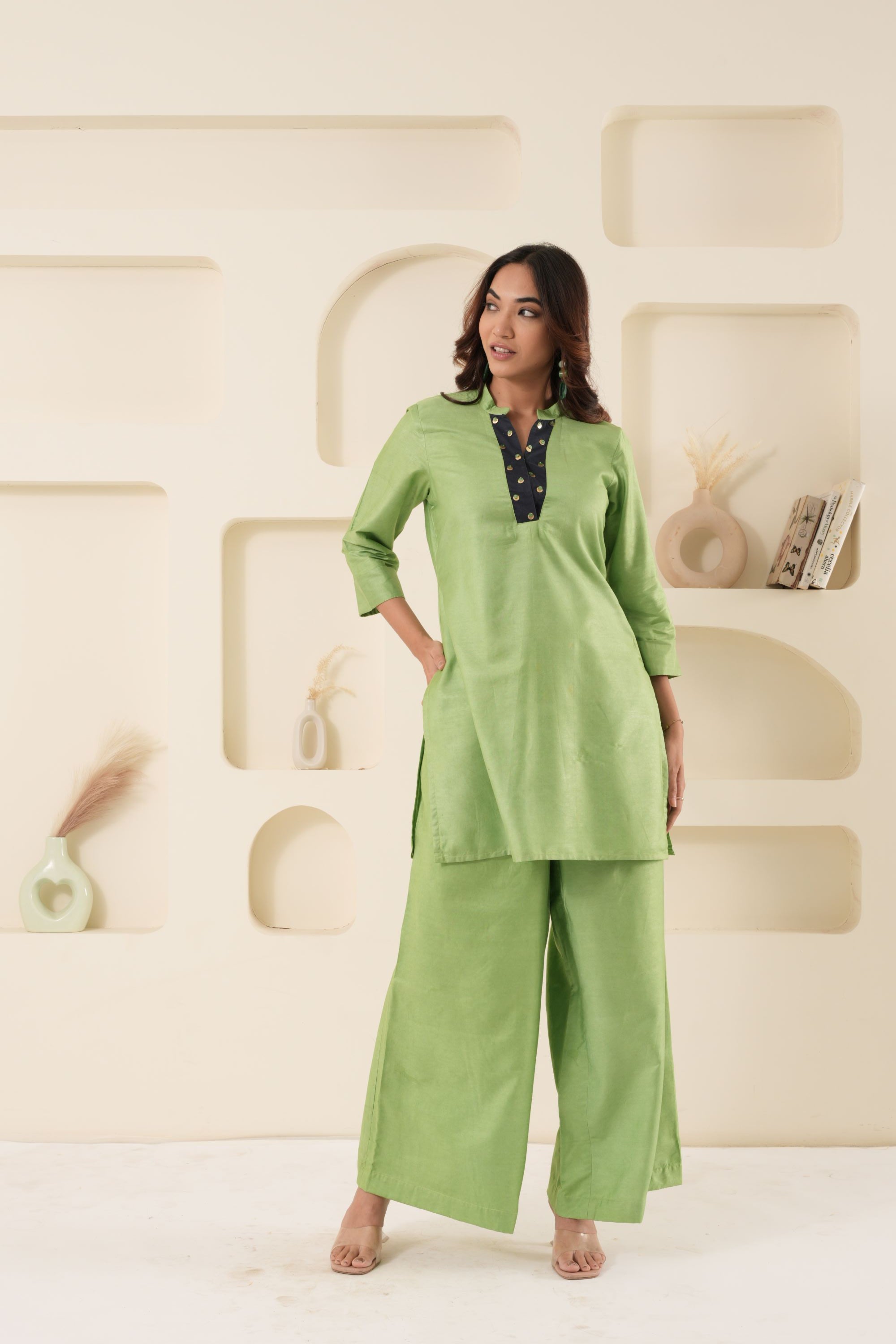 GREEN SILK CO-ORD SET