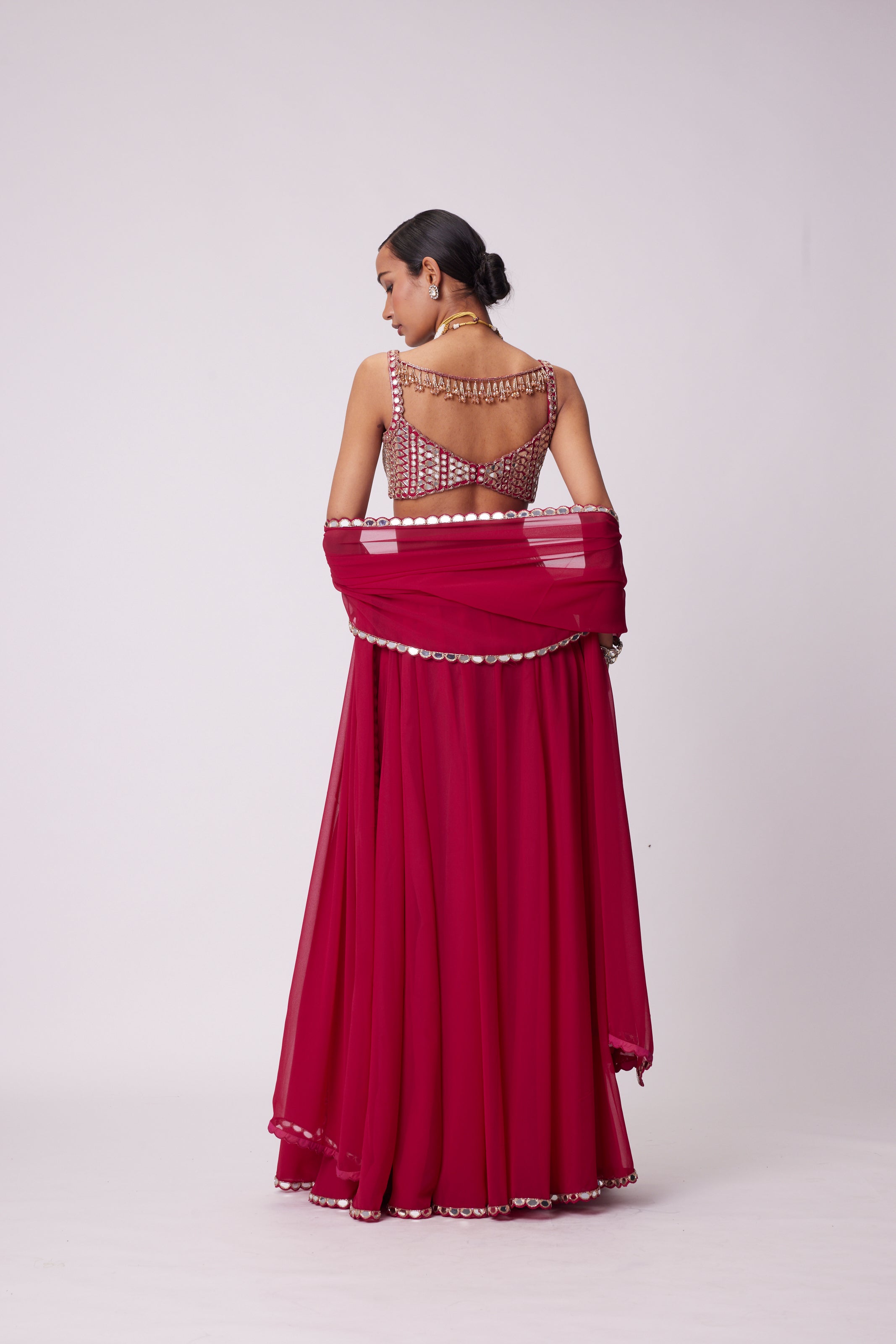 CRIMSON RED LEHENGA PANTS SET