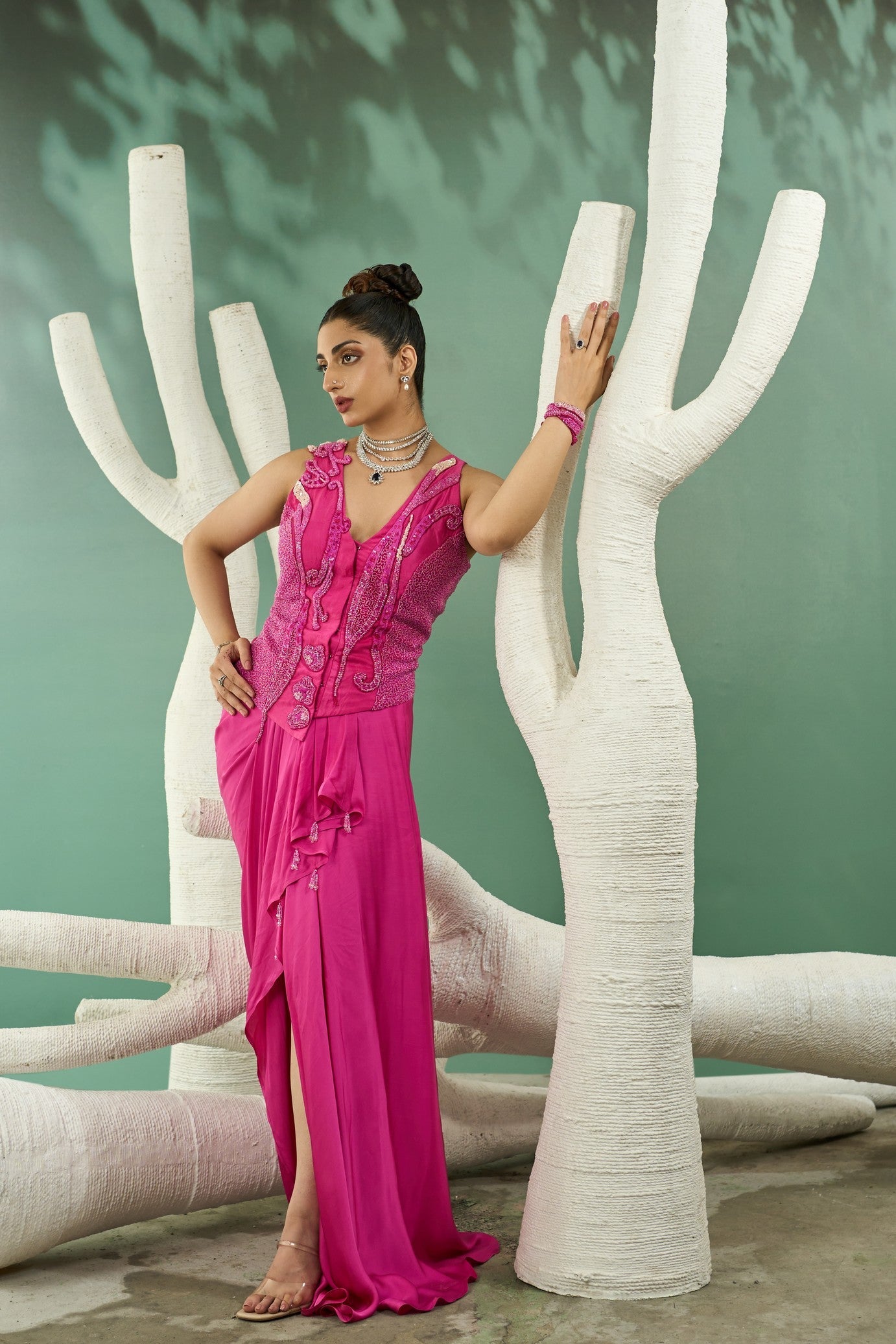 Fuschia Pink Jacket Set