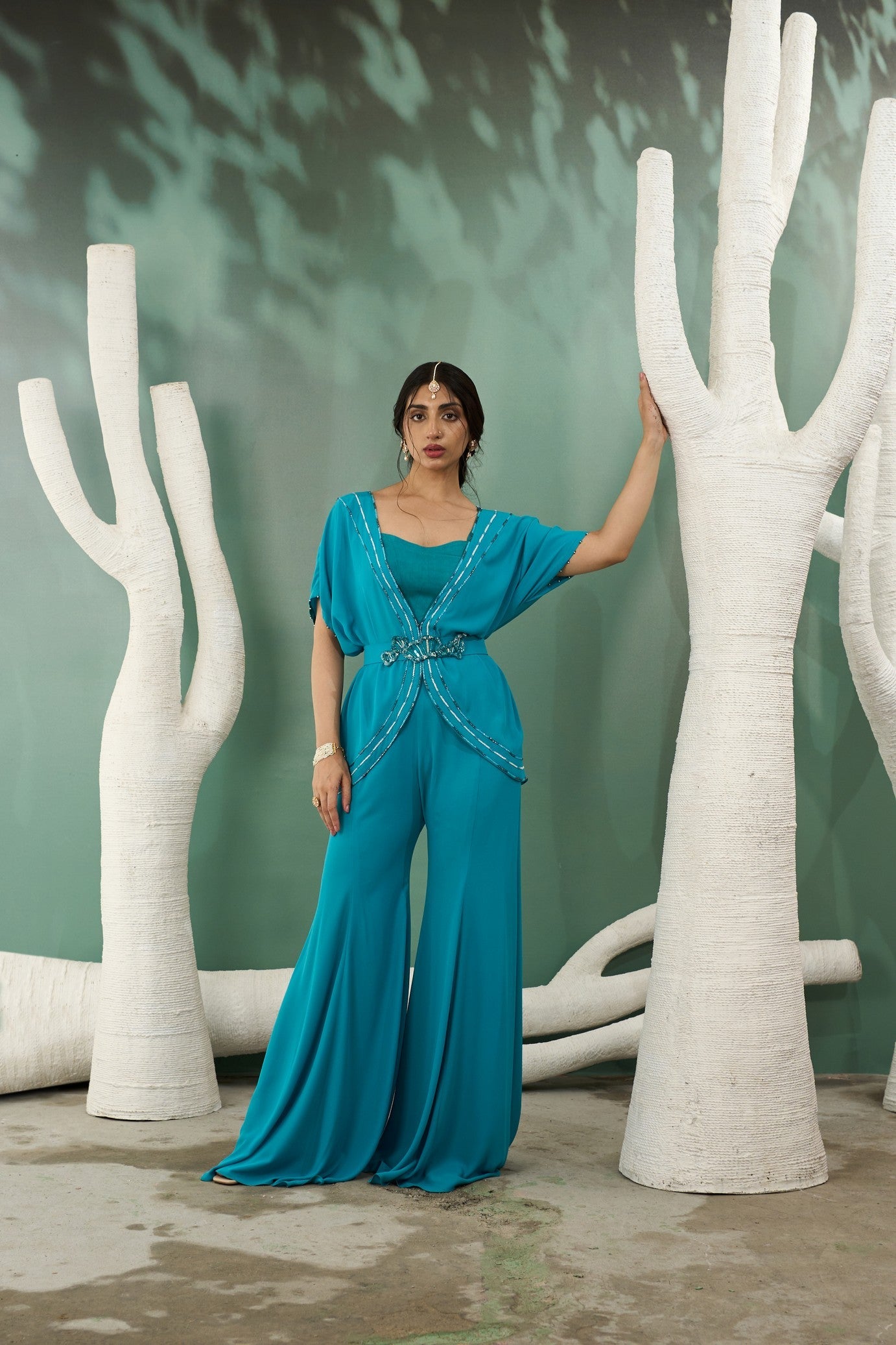 Firozi Blue Tunic With Flared Pants