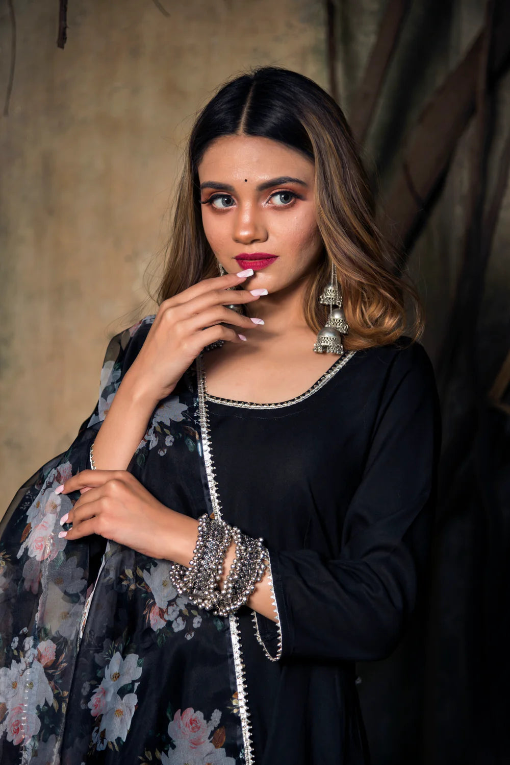 TEA LEAF BLACK RAYON ANARKALI