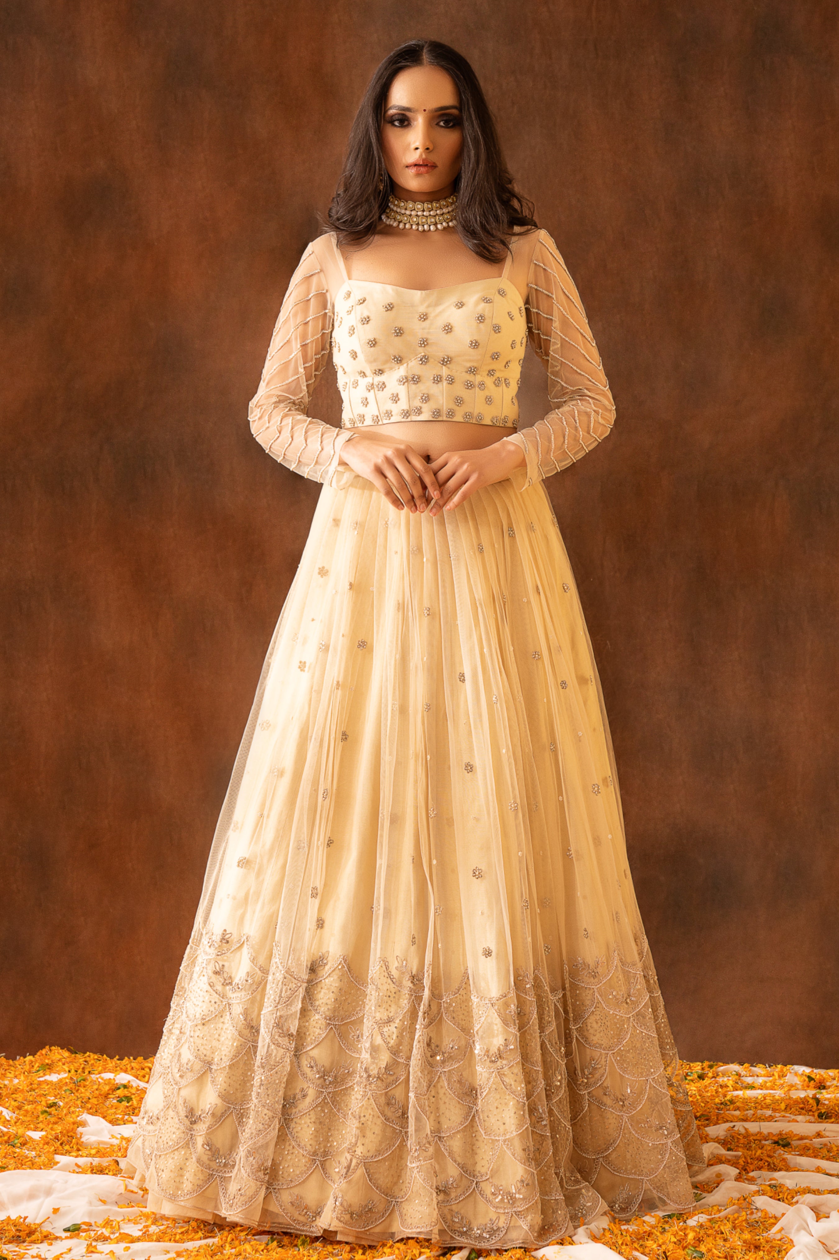 Beige lehenga set