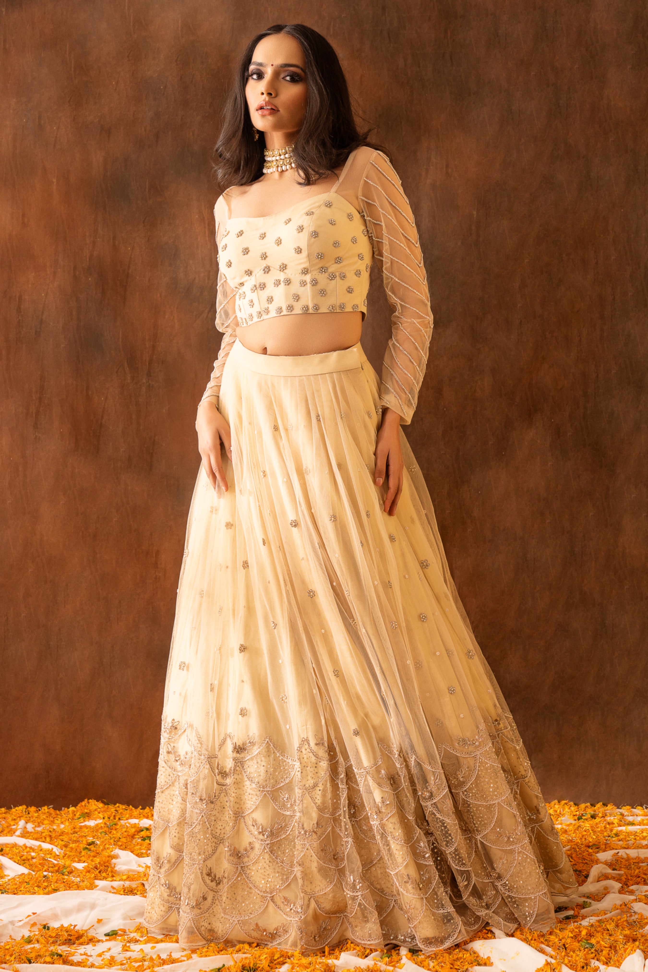 Beige lehenga set