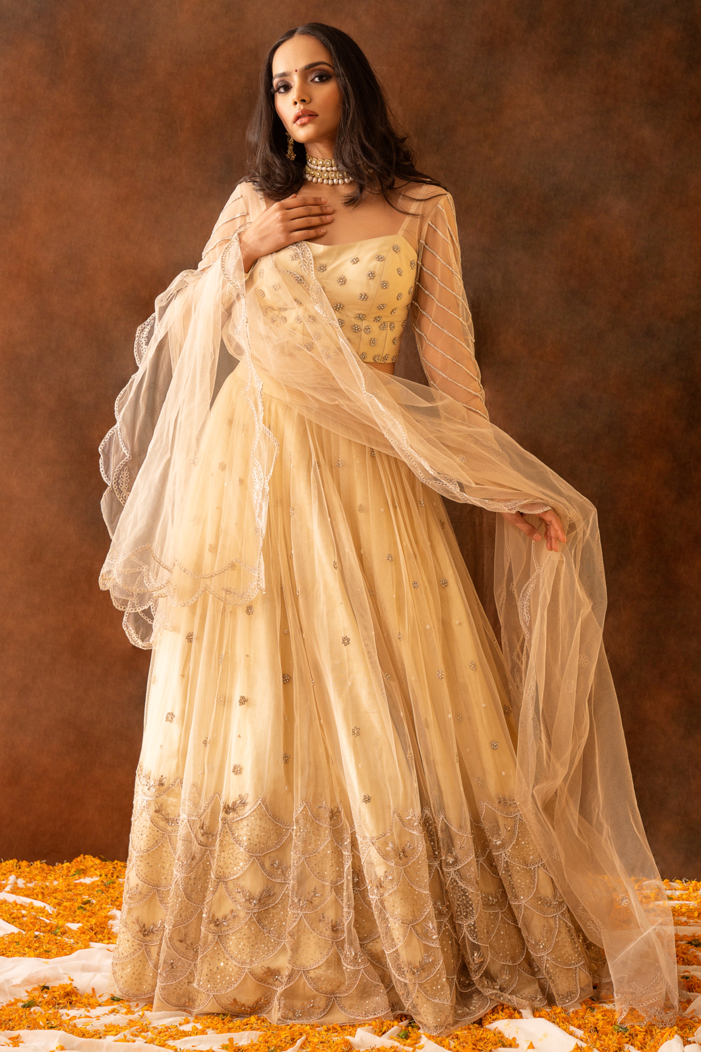 Beige lehenga set