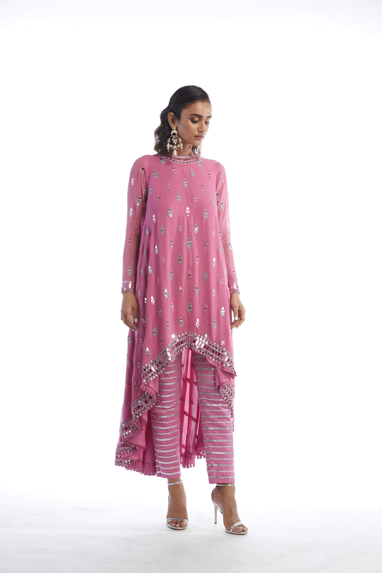 DARK BLUSH ASSYEMETRICAL KURTA SET