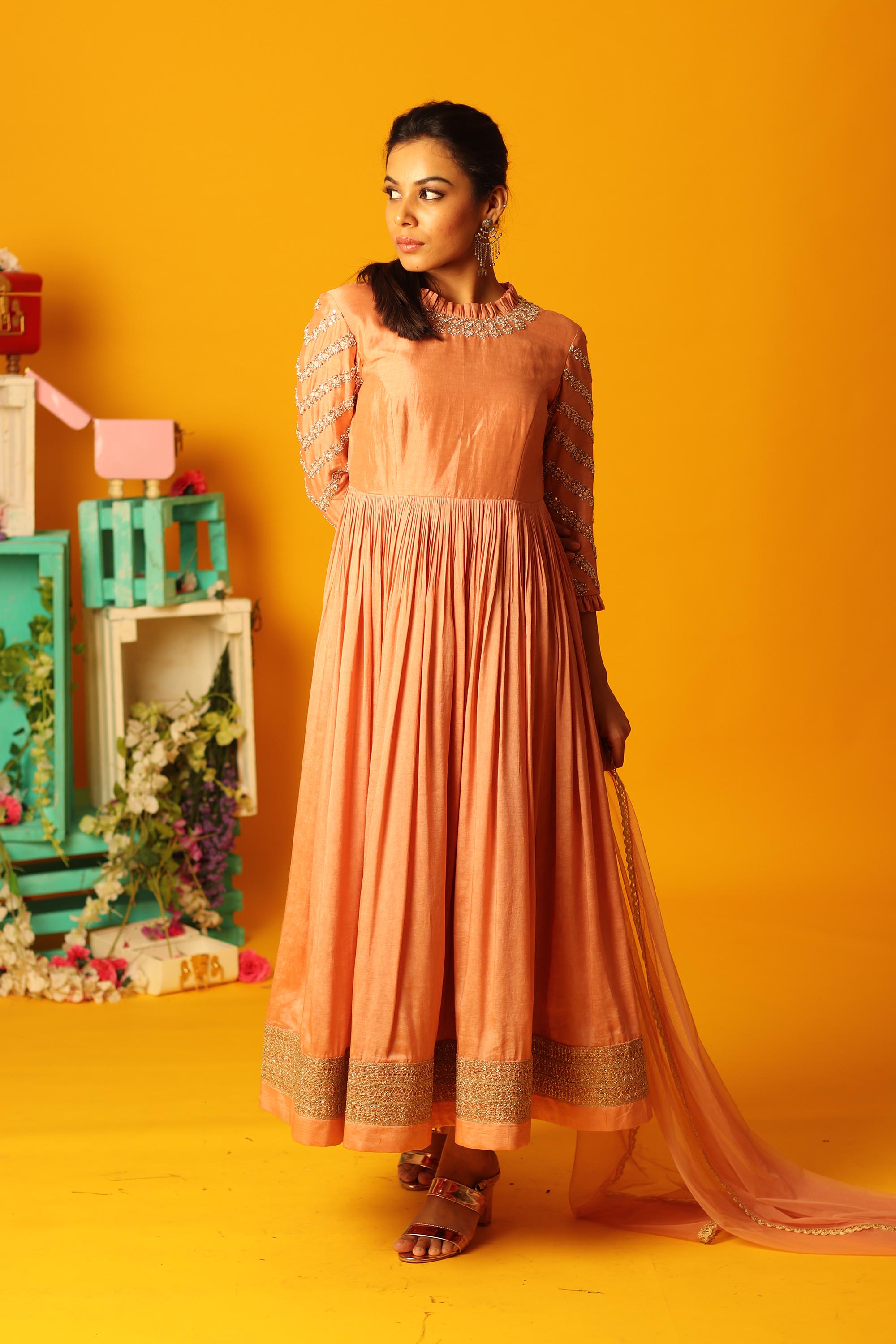 embroidered silk anarkali