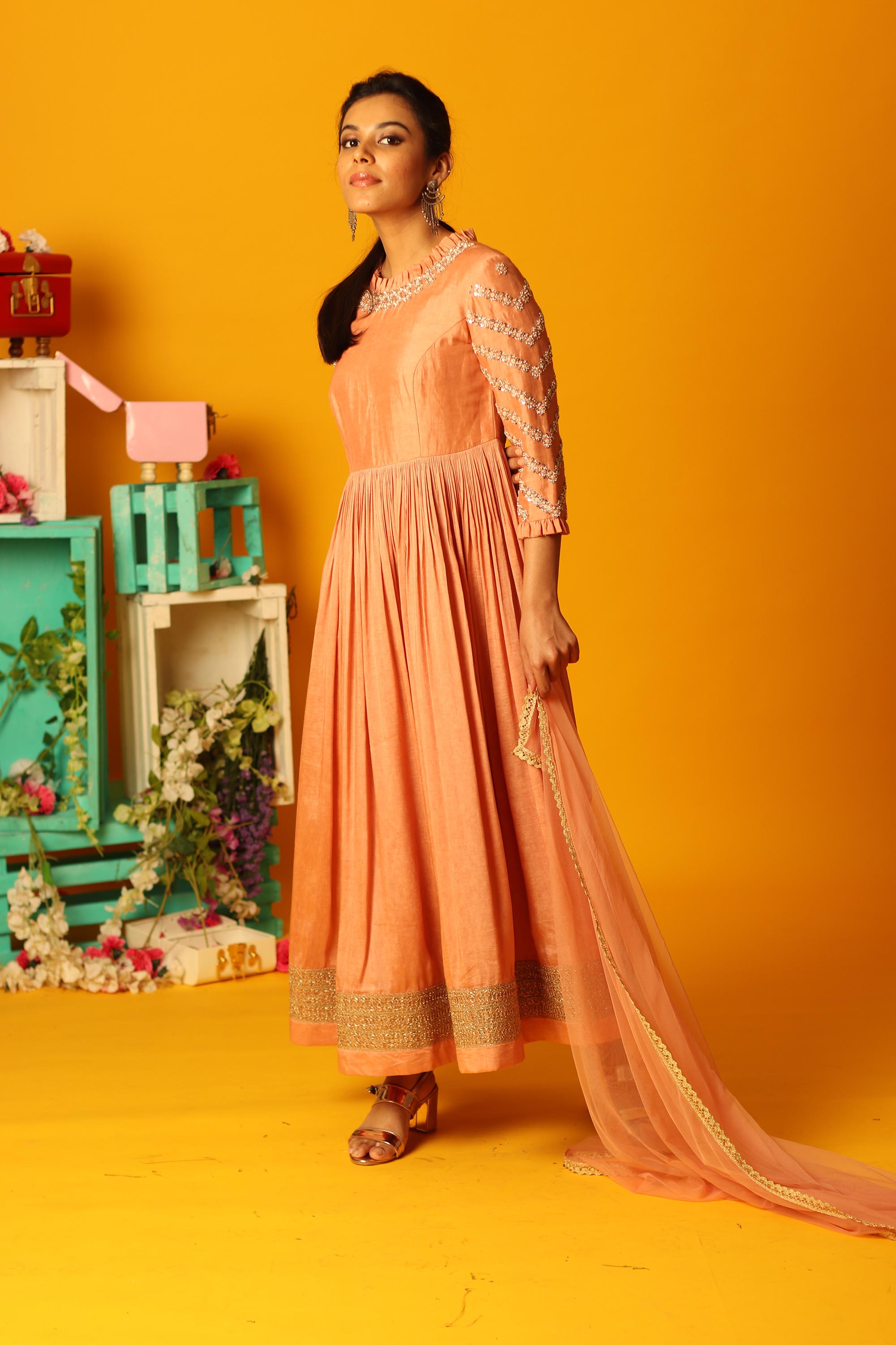 embroidered silk anarkali