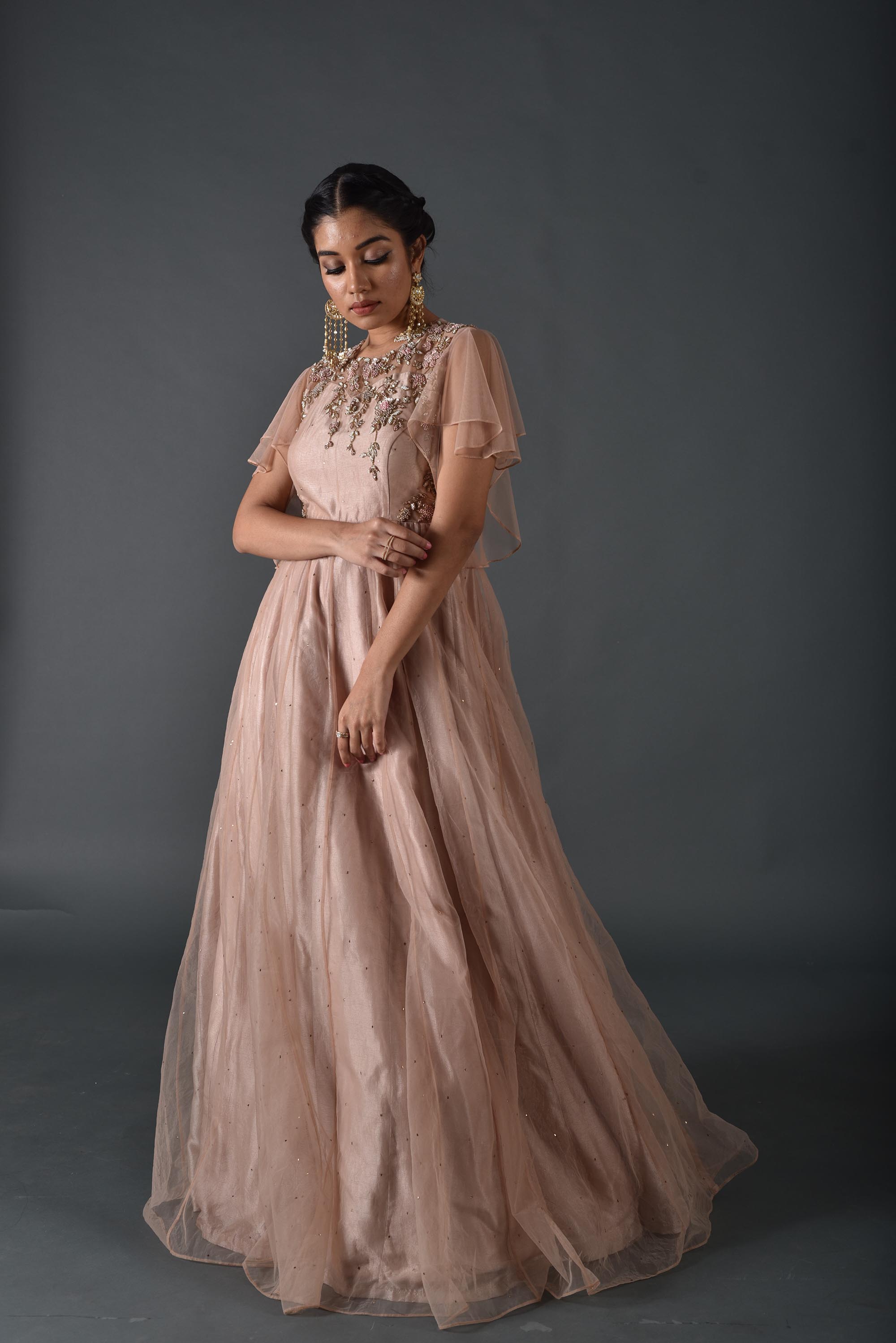 net floorlength gown