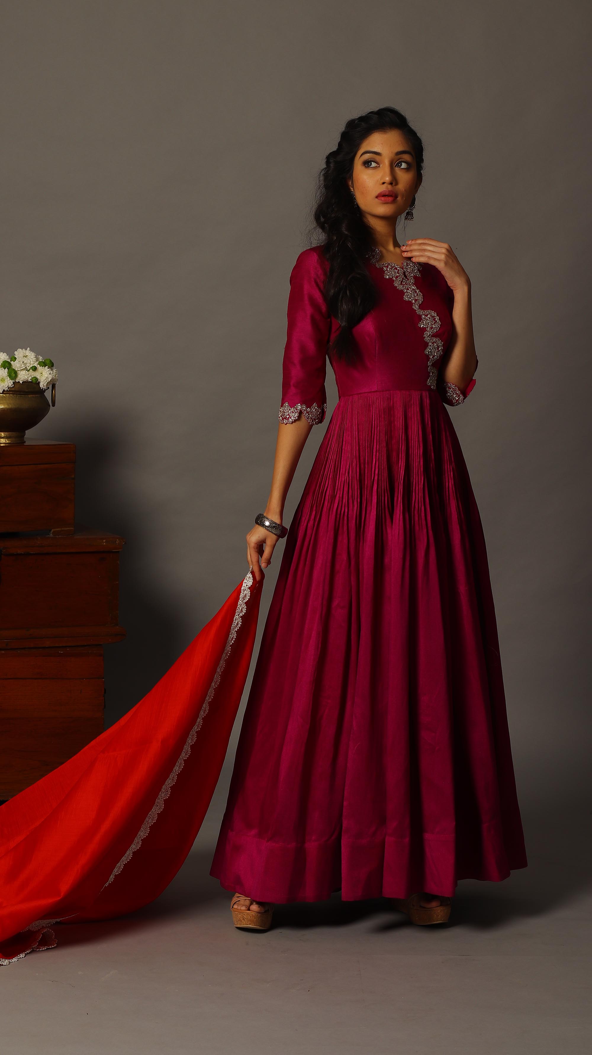 angrakha silk anarkali